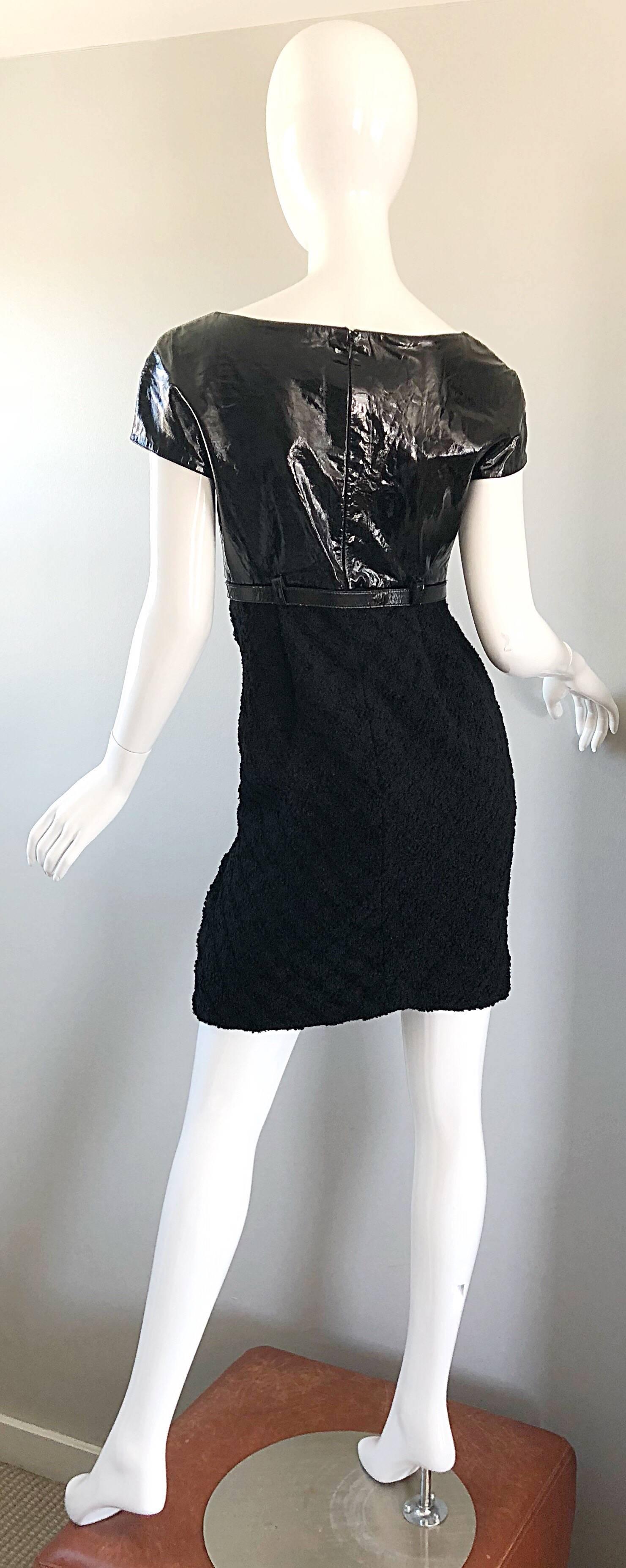 Women's Documented Gianni Versace Couture Vintage F/W 1994 Black PVC Wool 90s Dress For Sale