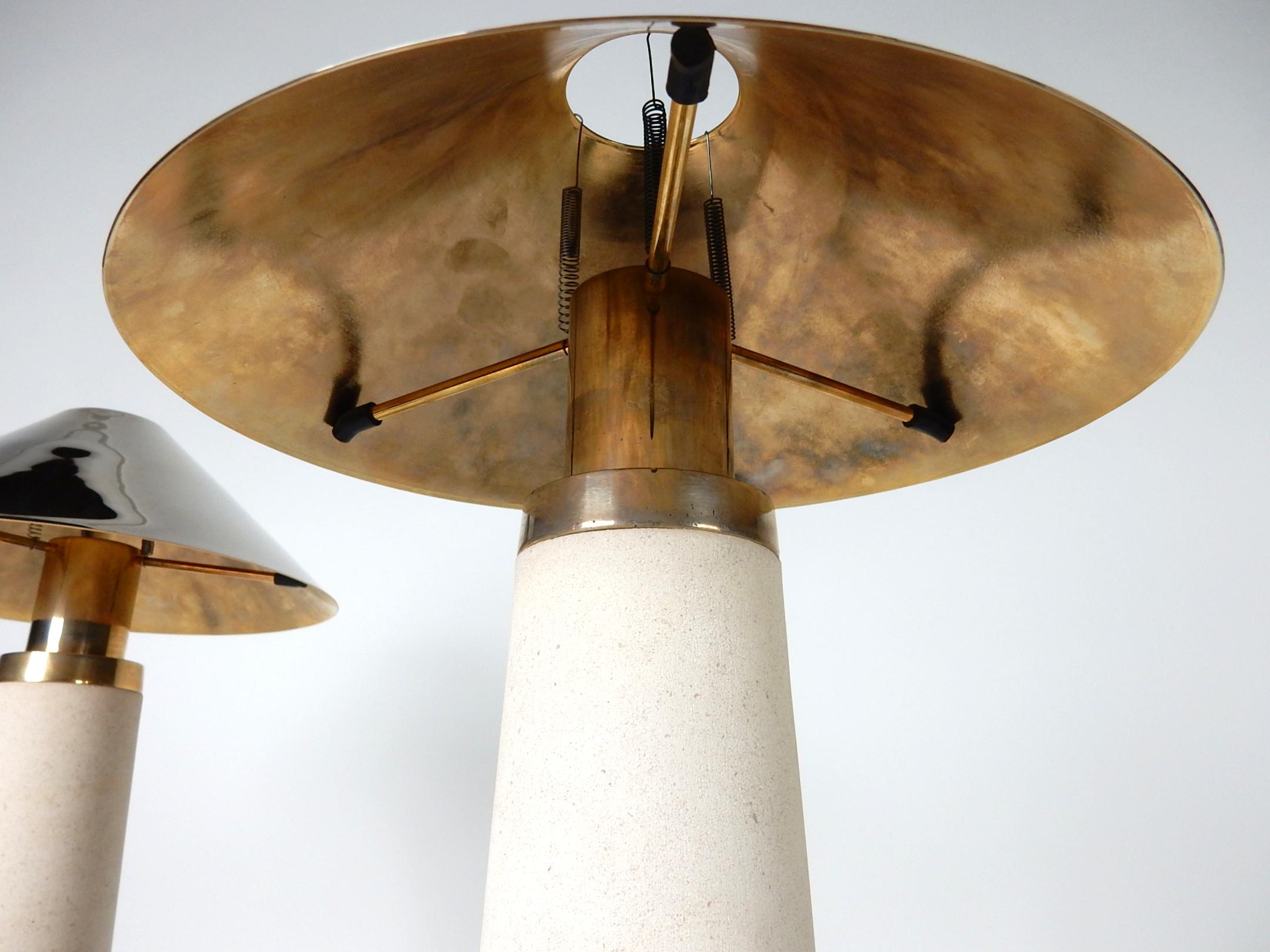 Post-Modern Documented Karl Springer Design Stone Lighthouse Table Lamp, Pair