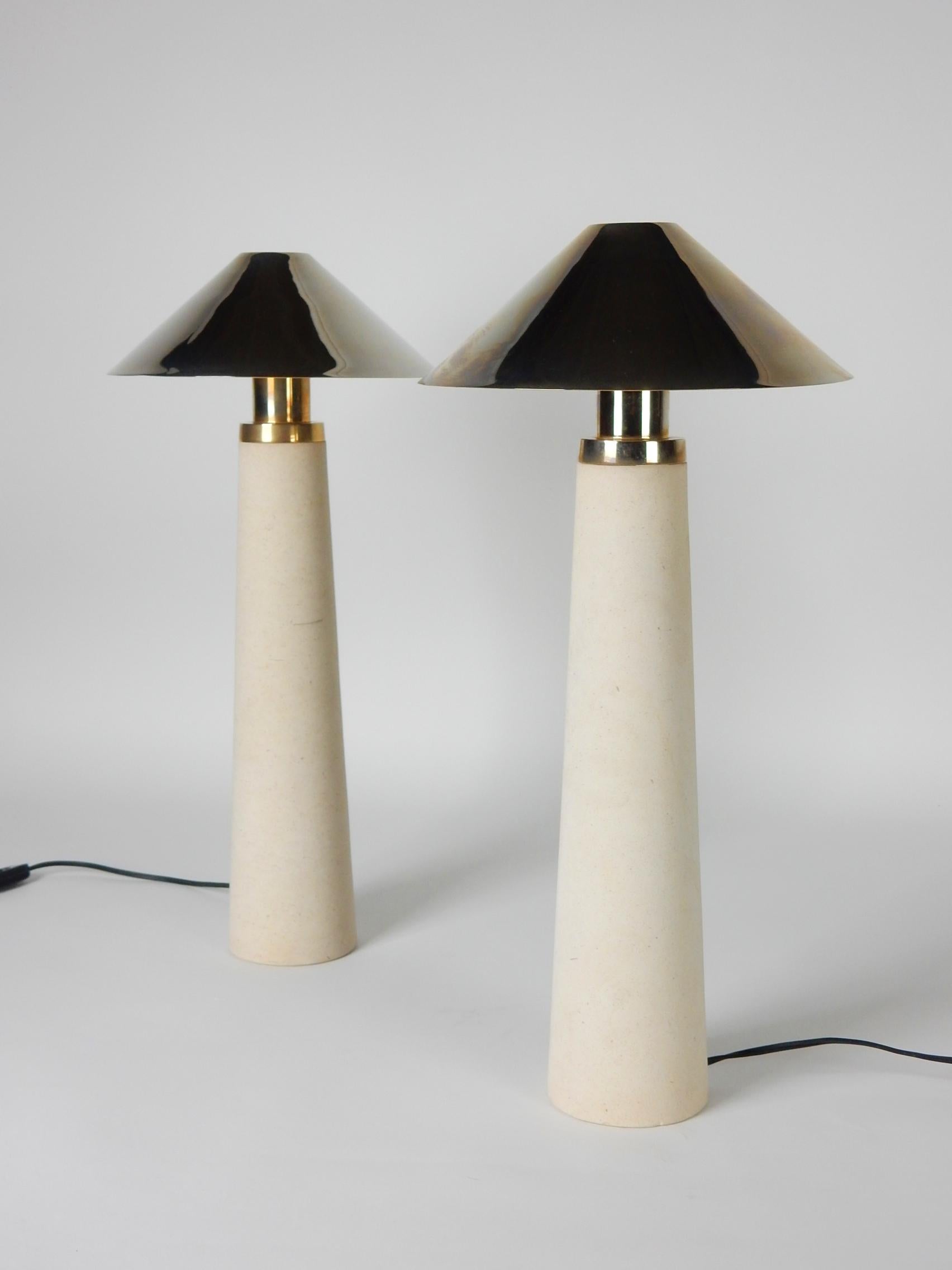 Documented Karl Springer Design Stone Lighthouse Table Lamp, Pair 3