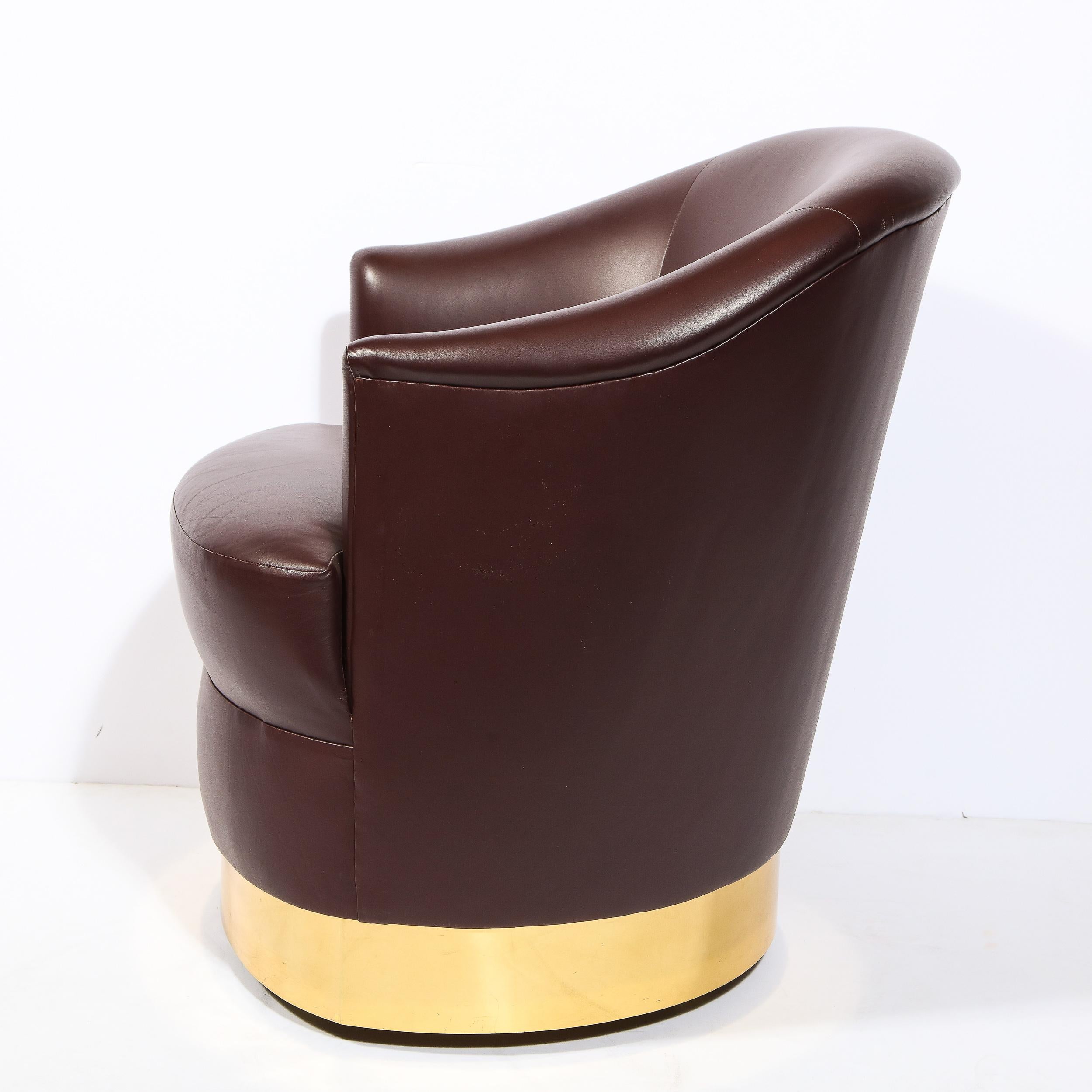Mid-Century Modern Documented Karl Springer Mid-Century Brass Wrapped Arm Chair in Edelman Leather