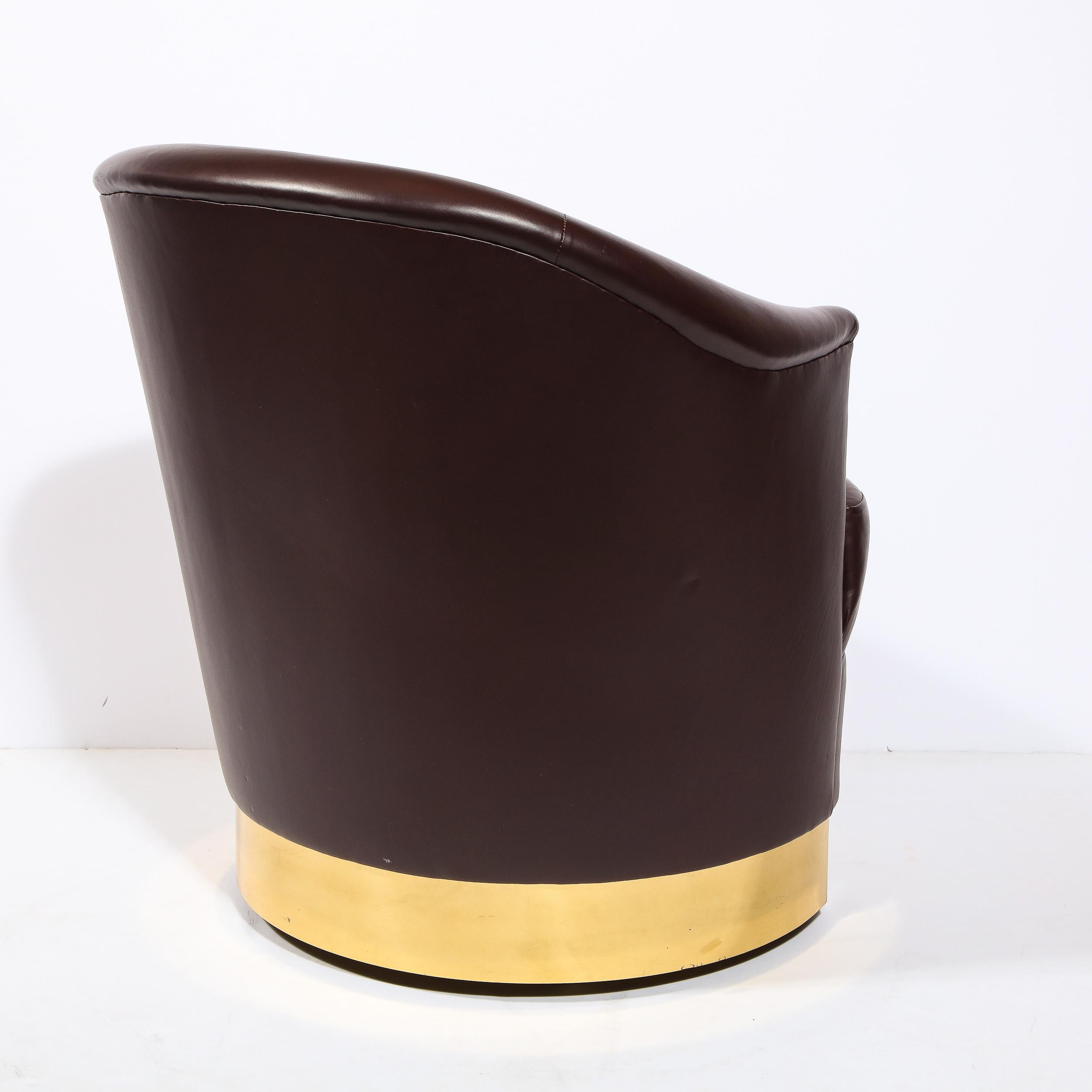 Documented Karl Springer Mid-Century Brass Wrapped Arm Chair in Edelman Leather In Excellent Condition In New York, NY