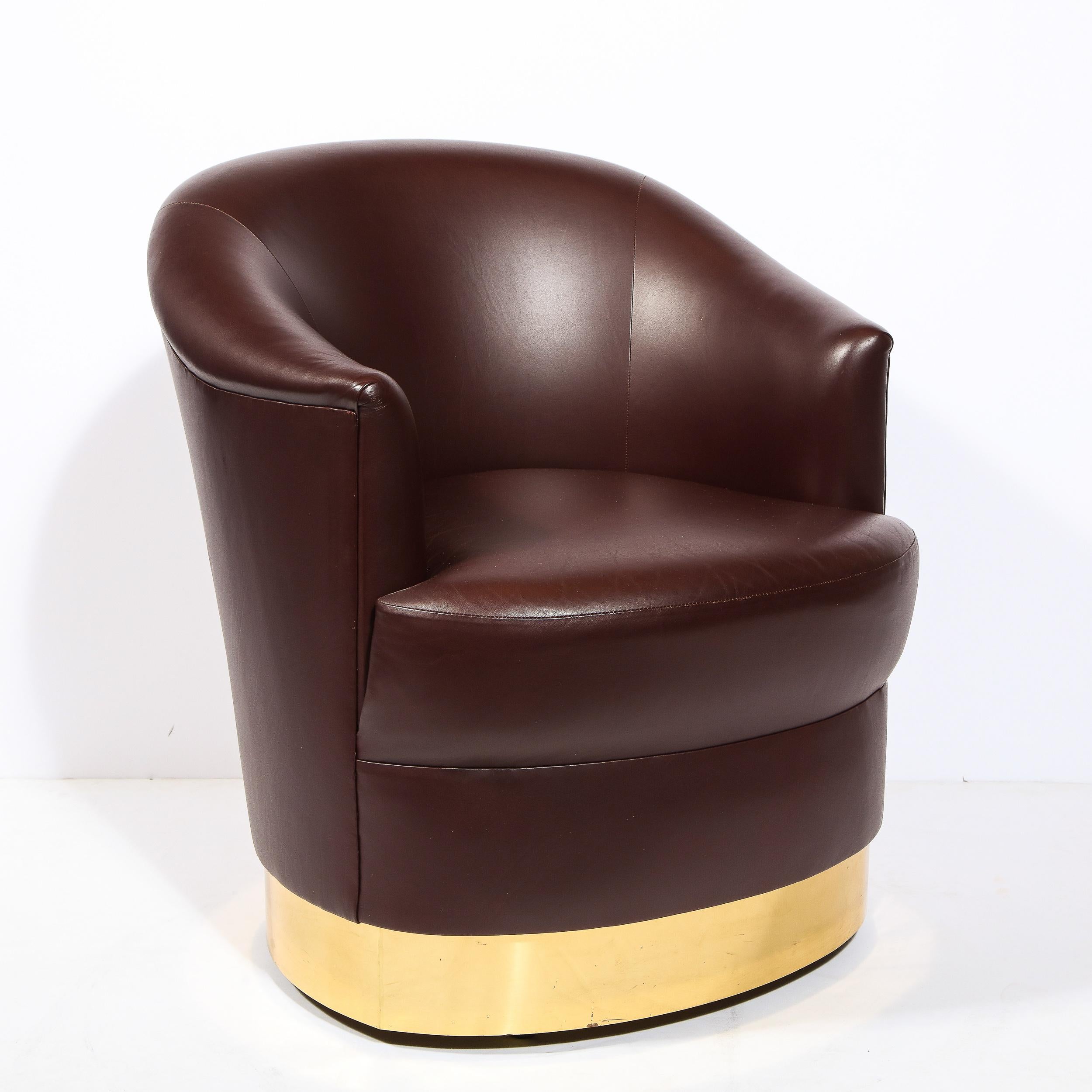 Documented Karl Springer Mid-Century Brass Wrapped Arm Chair in Edelman Leather 1