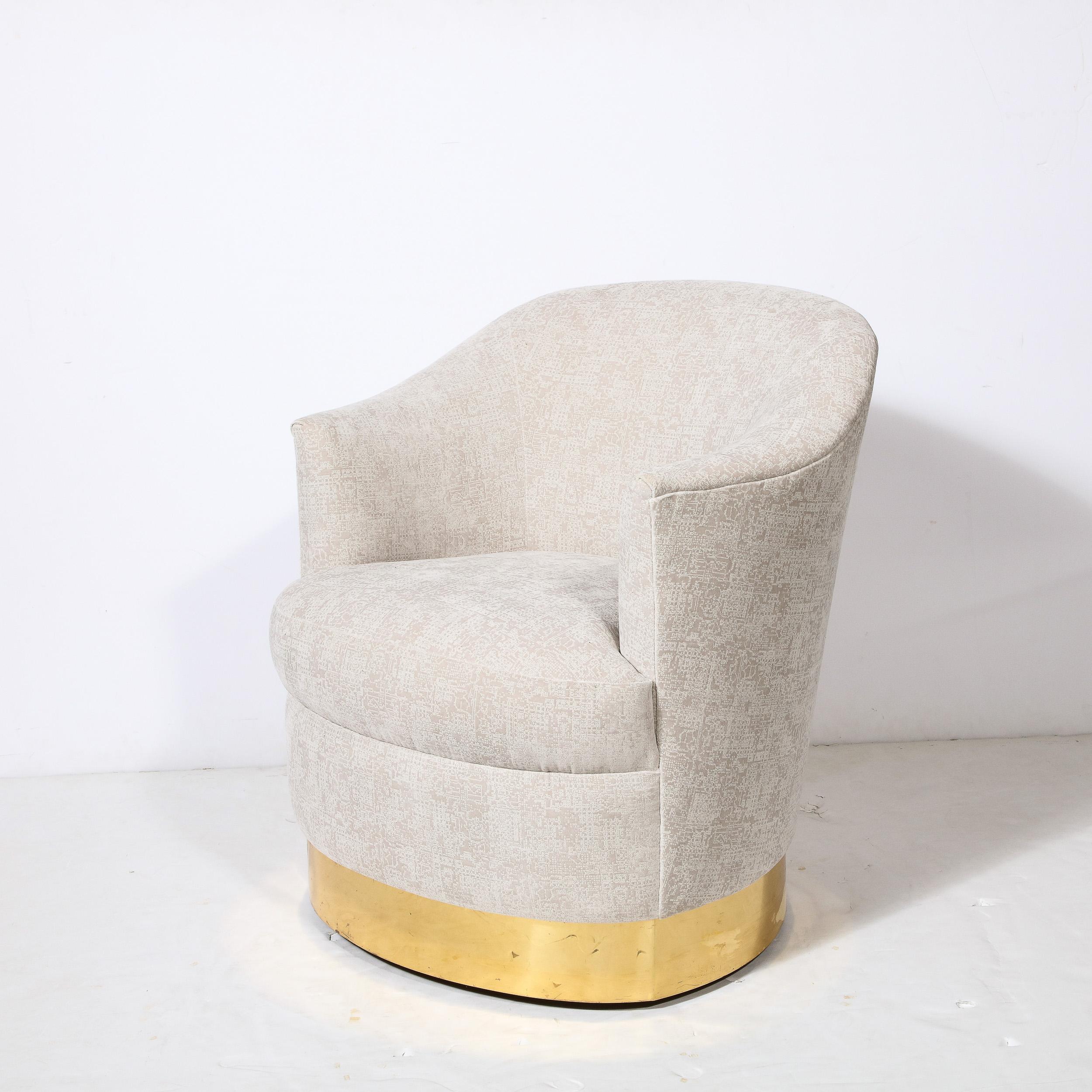Documented Karl Springer Mid Century Brass Wrapped Armchair in Holly Hunt Fabric For Sale 4