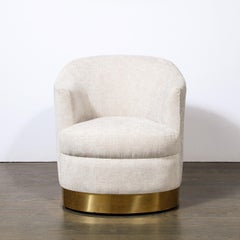 Documented Karl Springer Mid Century Brass Wrapped Armchair in Holly Hunt Fabric