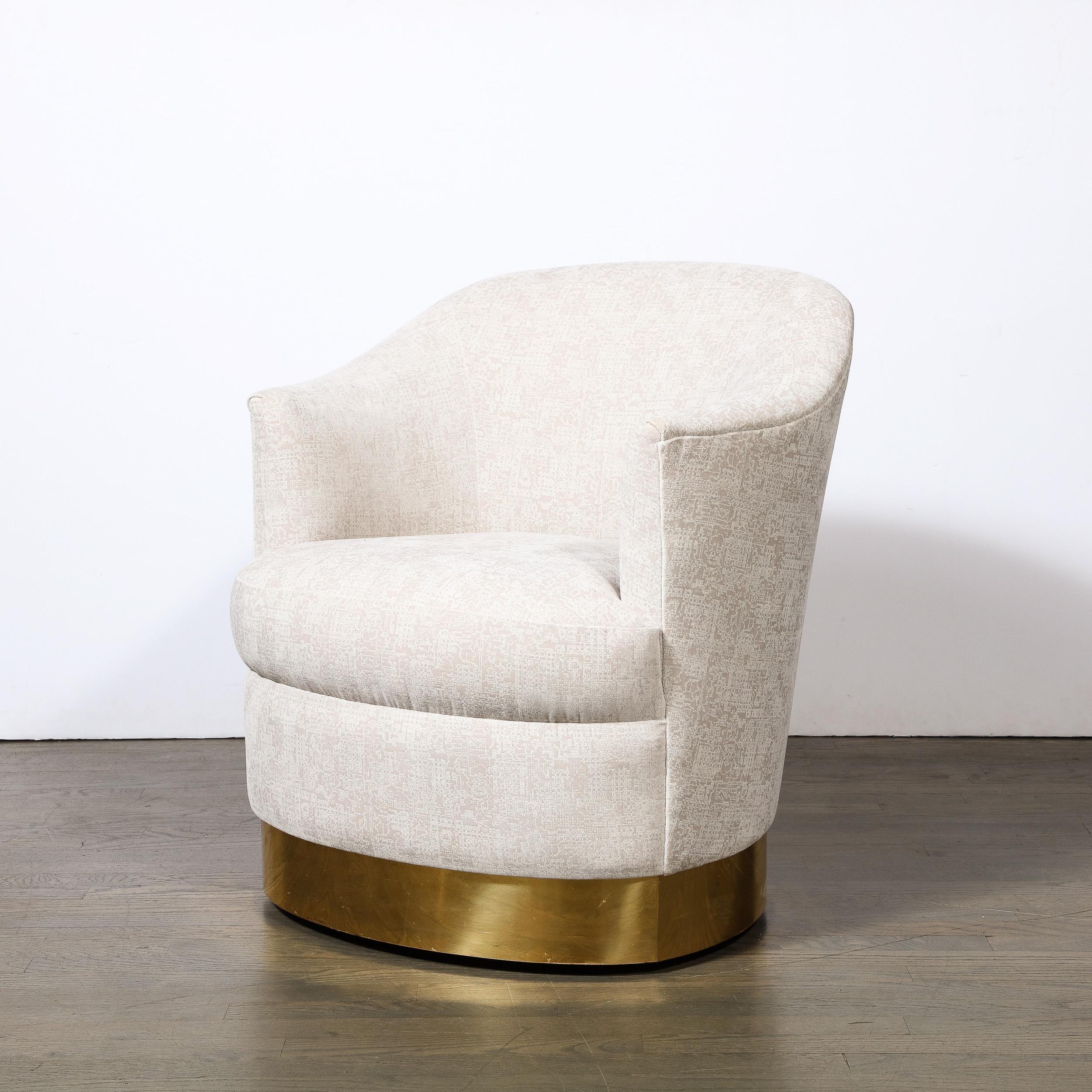 Mid-Century Modern Documented Karl Springer Mid Century Brass Wrapped Armchair in Holly Hunt Fabric For Sale