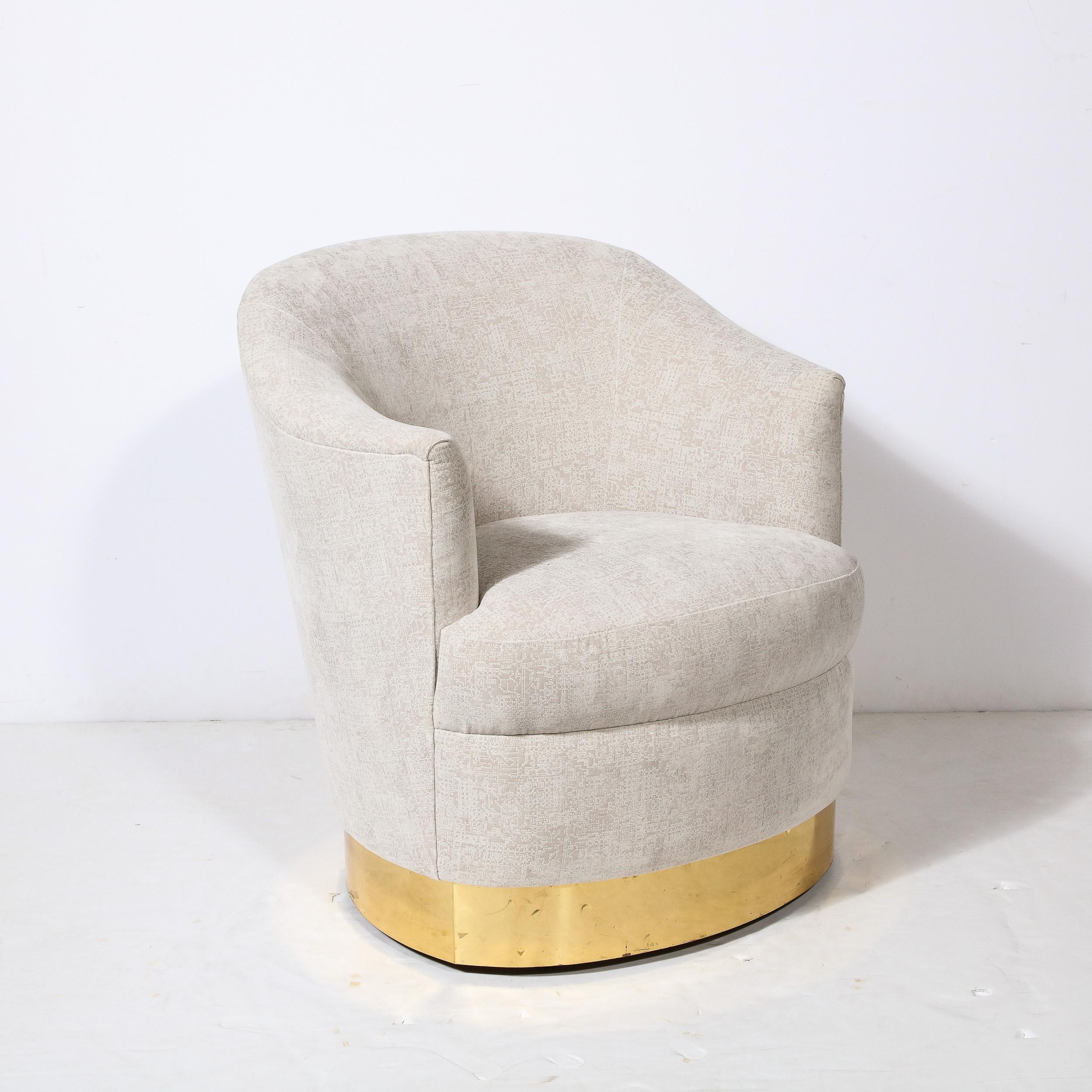 Documented Karl Springer Mid Century Brass Wrapped Armchair in Holly Hunt Fabric For Sale 2