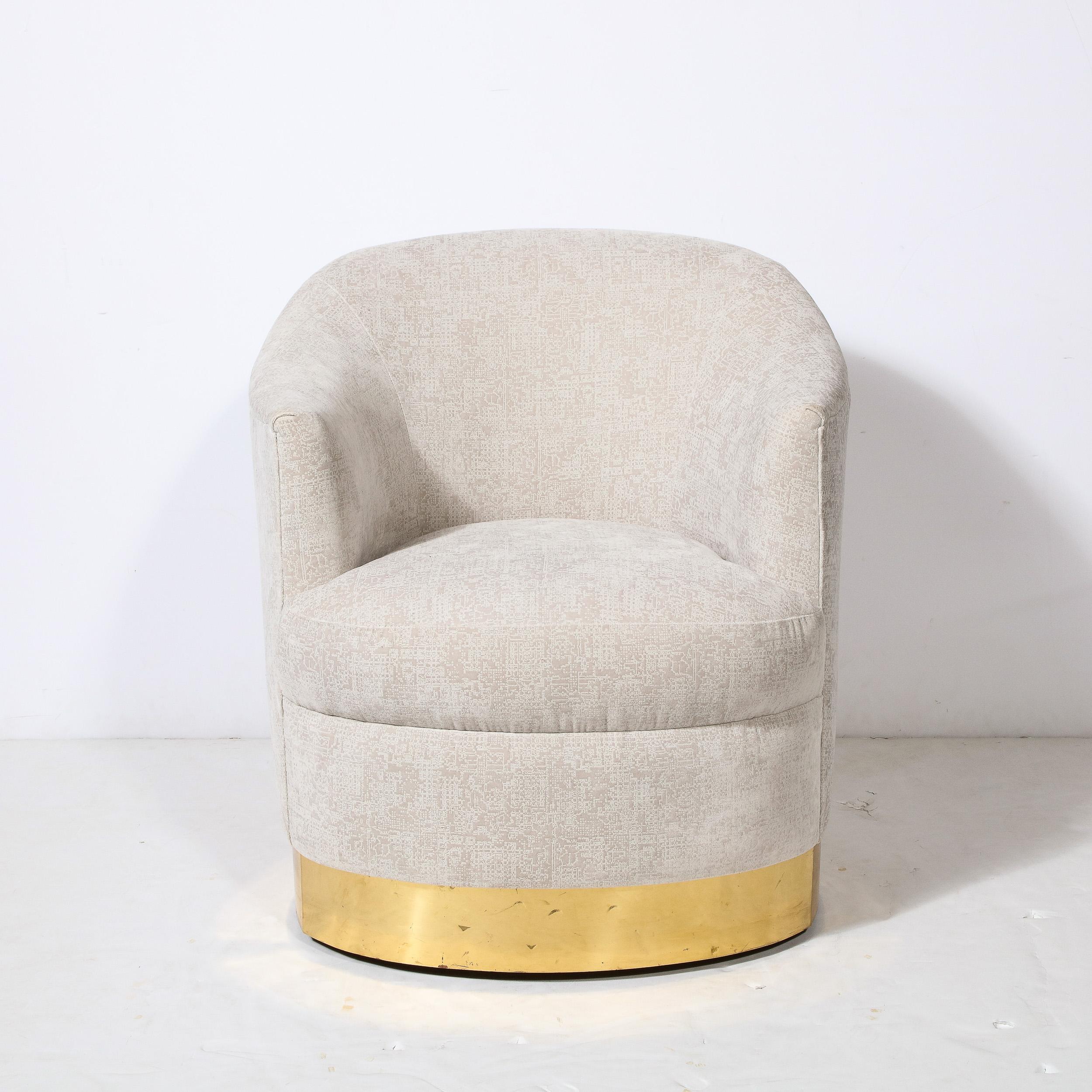 Documented Karl Springer Mid Century Brass Wrapped Armchair in Holly Hunt Fabric For Sale 3