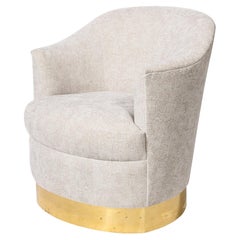 Retro Documented Karl Springer Mid Century Brass Wrapped Armchair in Holly Hunt Fabric