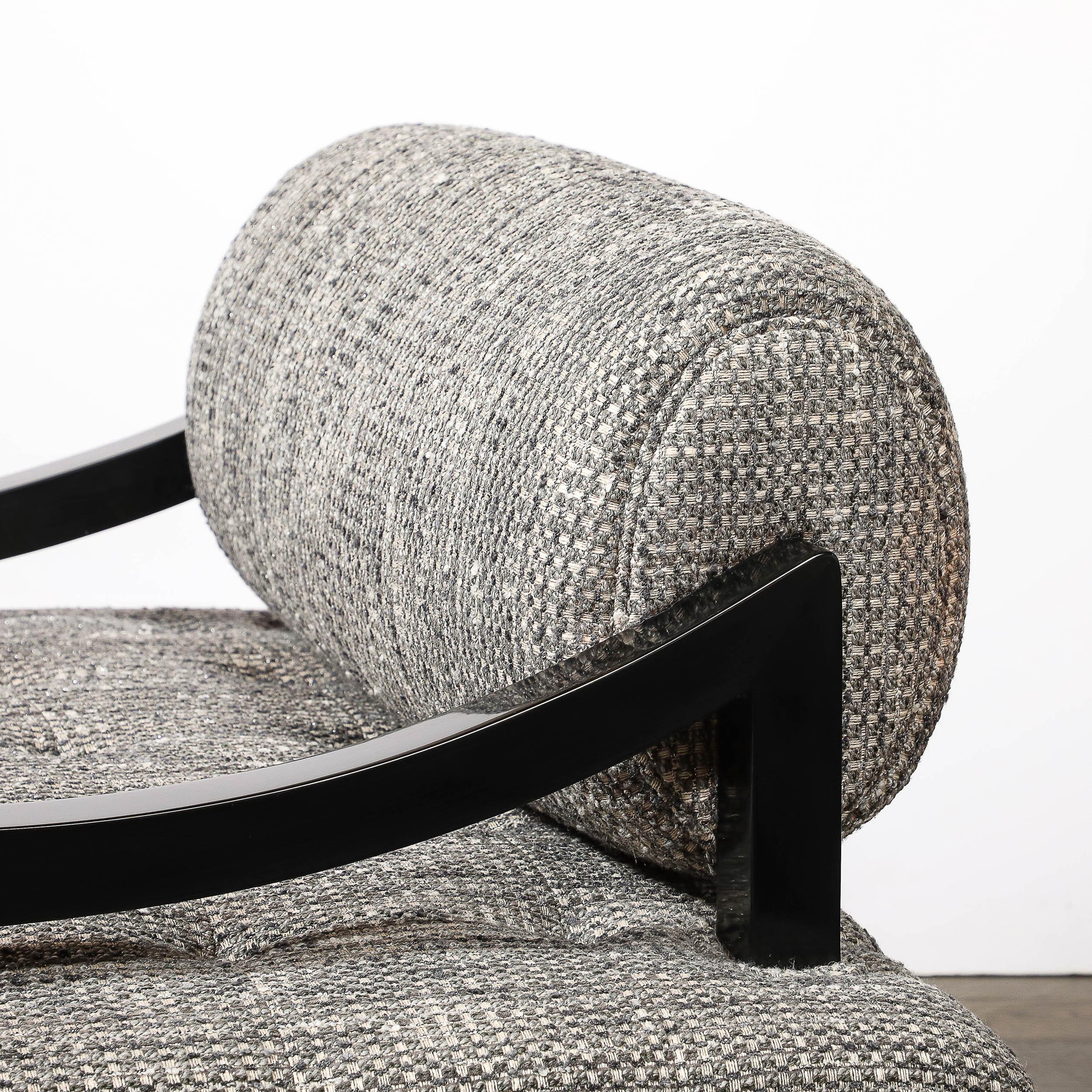 Documented Mid-Century Wide Lounge Chairs in Ebonized Sycamore by James Mont 4