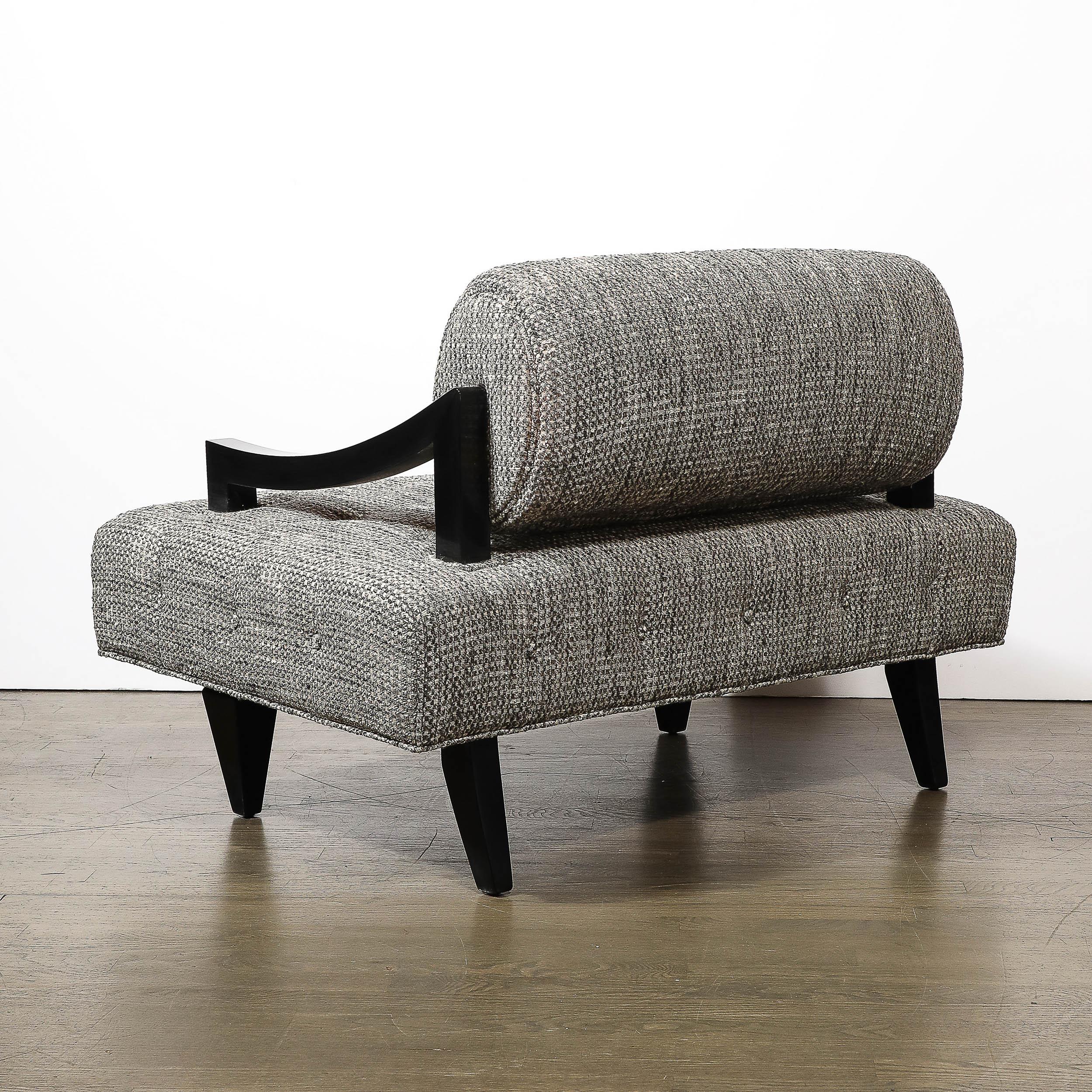 Documented Mid-Century Wide Lounge Chairs in Ebonized Sycamore by James Mont 6