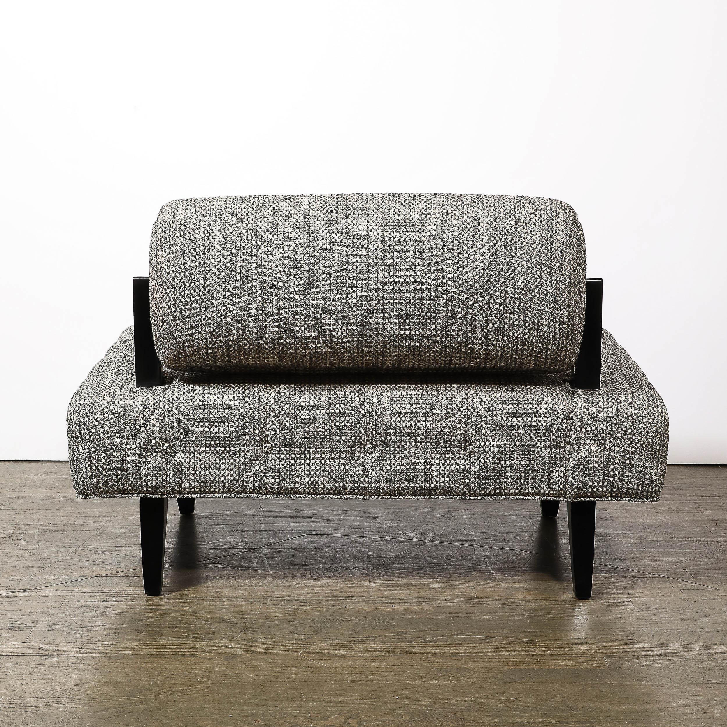 Documented Mid-Century Wide Lounge Chairs in Ebonized Sycamore by James Mont 7