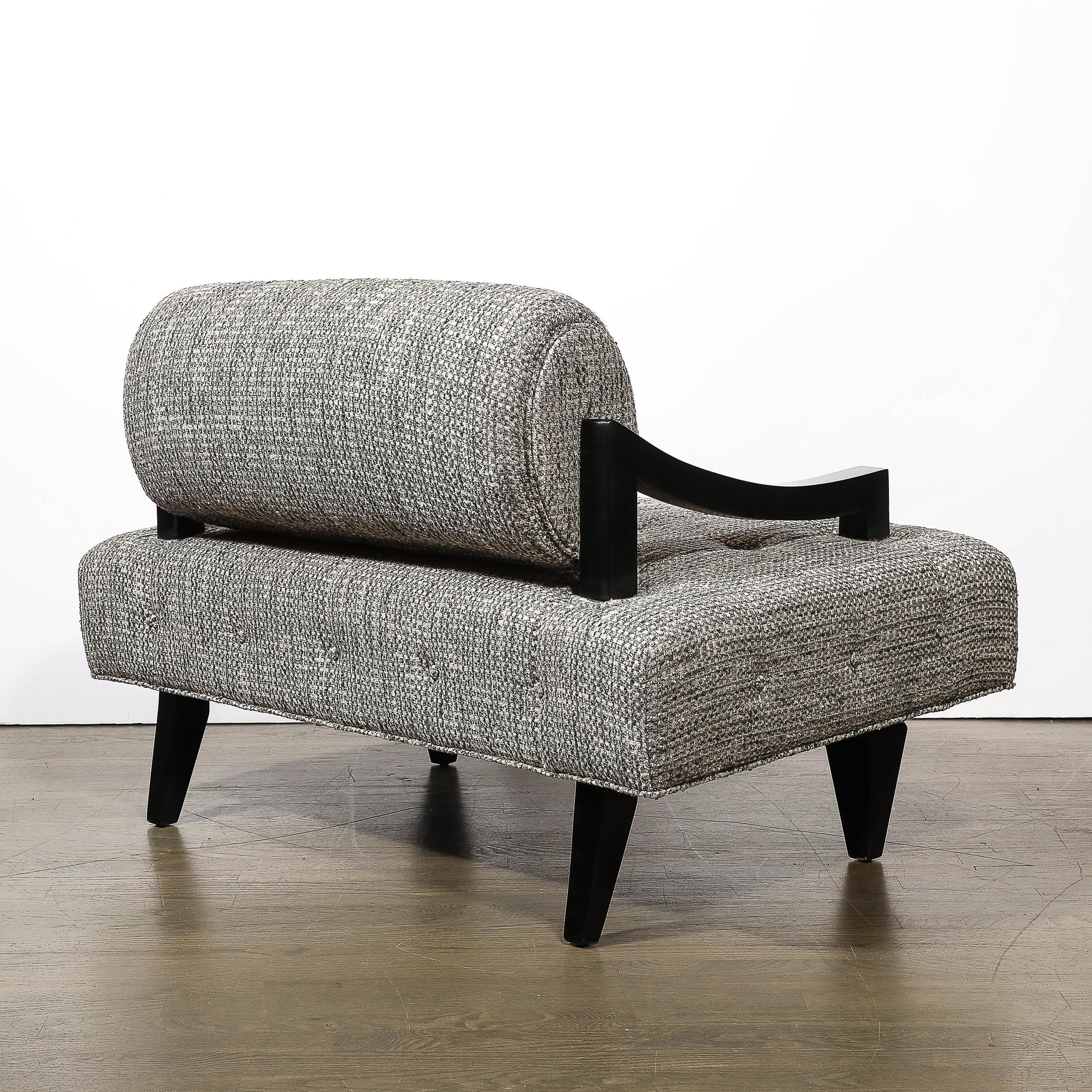 Documented Mid-Century Wide Lounge Chairs in Ebonized Sycamore by James Mont 8