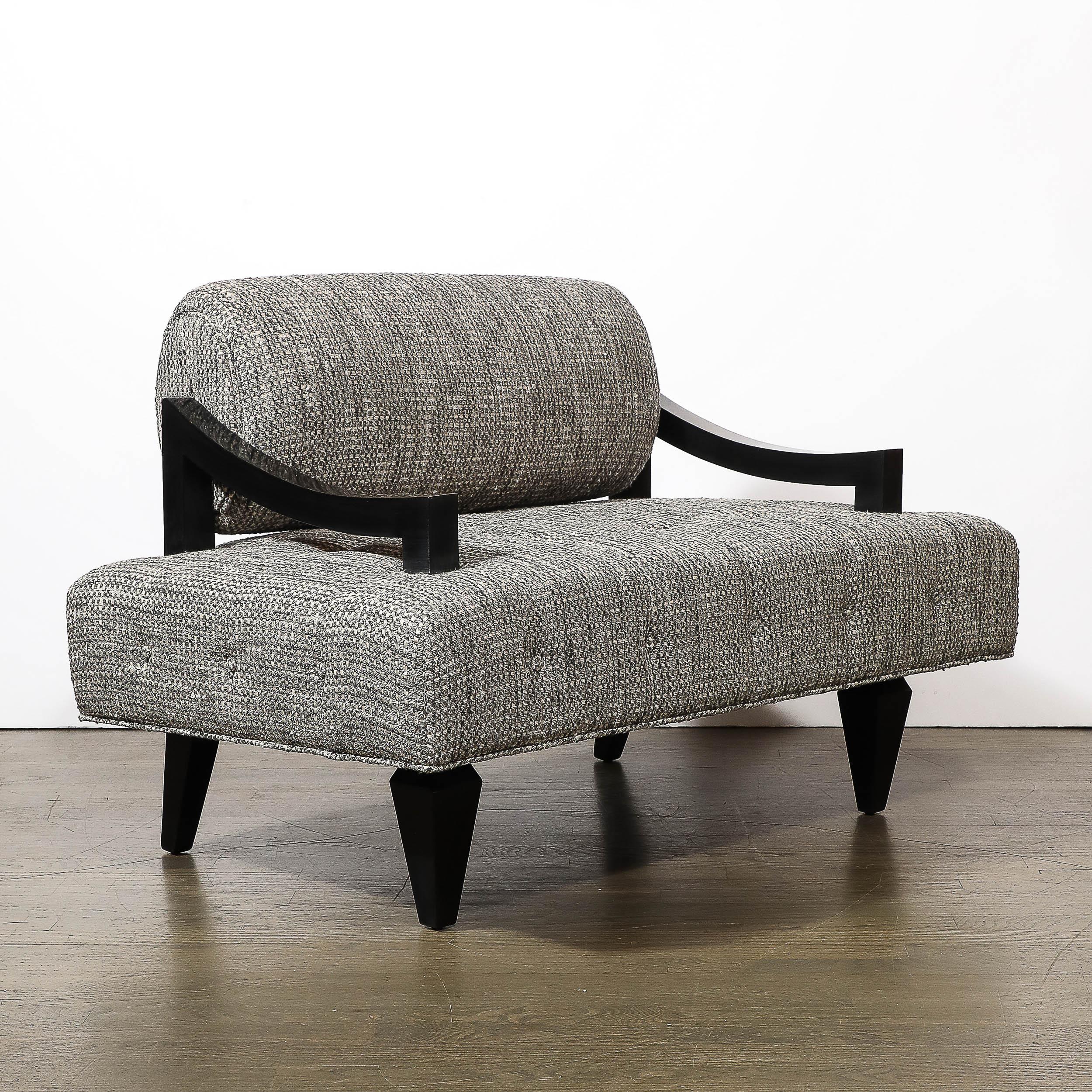 Documented Mid-Century Wide Lounge Chairs in Ebonized Sycamore by James Mont 11