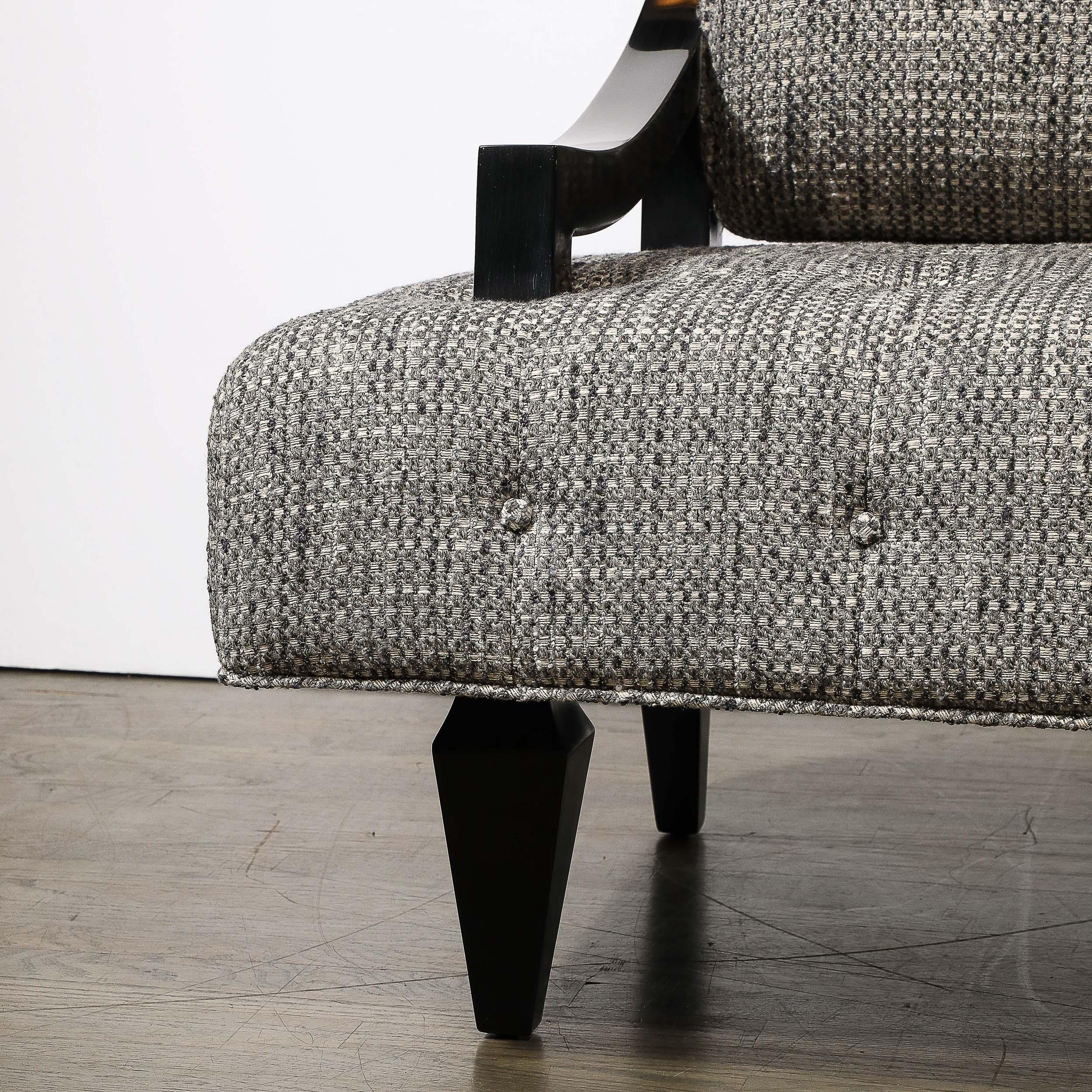 Mid-20th Century Documented Mid-Century Wide Lounge Chairs in Ebonized Sycamore by James Mont
