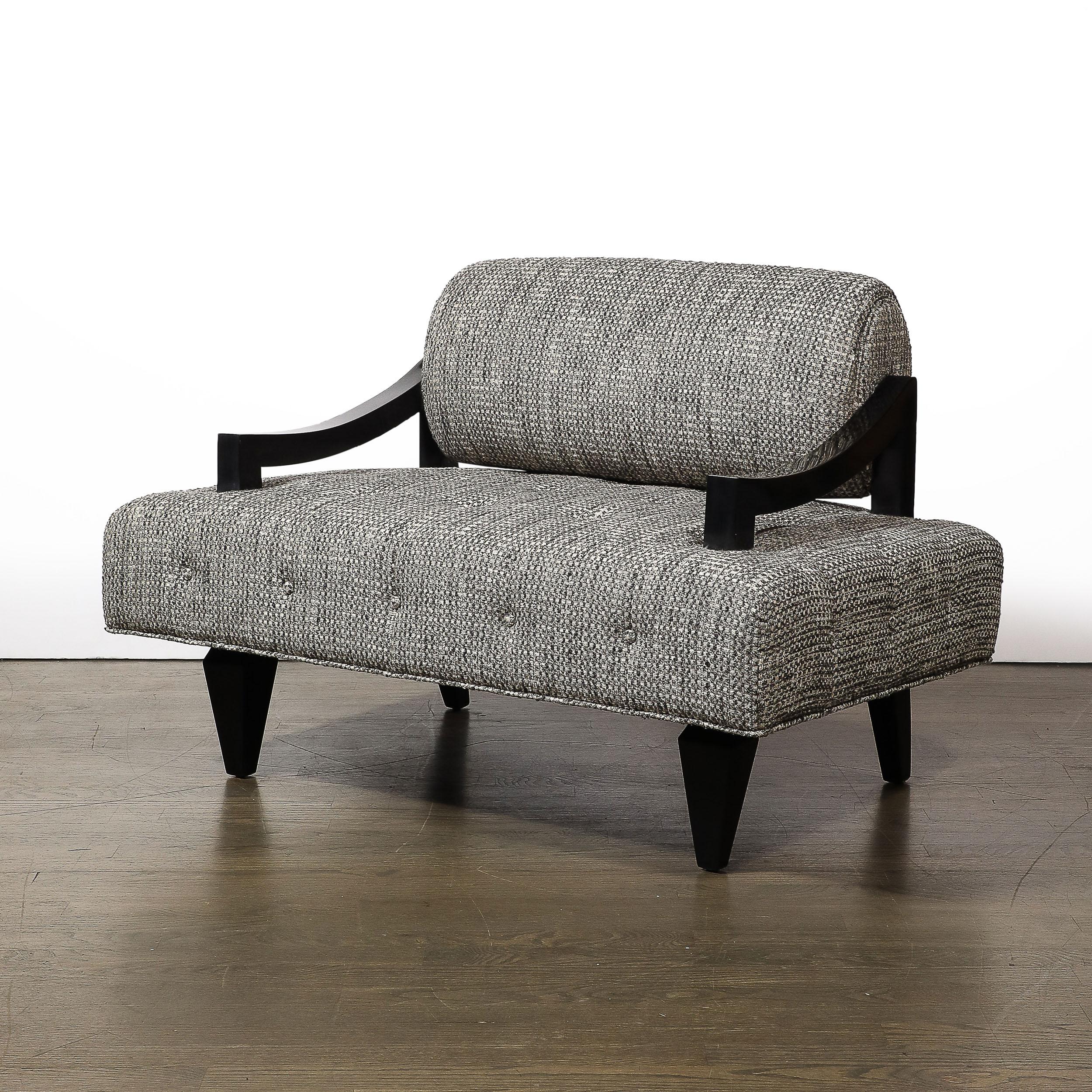 Documented Mid-Century Wide Lounge Chairs in Ebonized Sycamore by James Mont 1