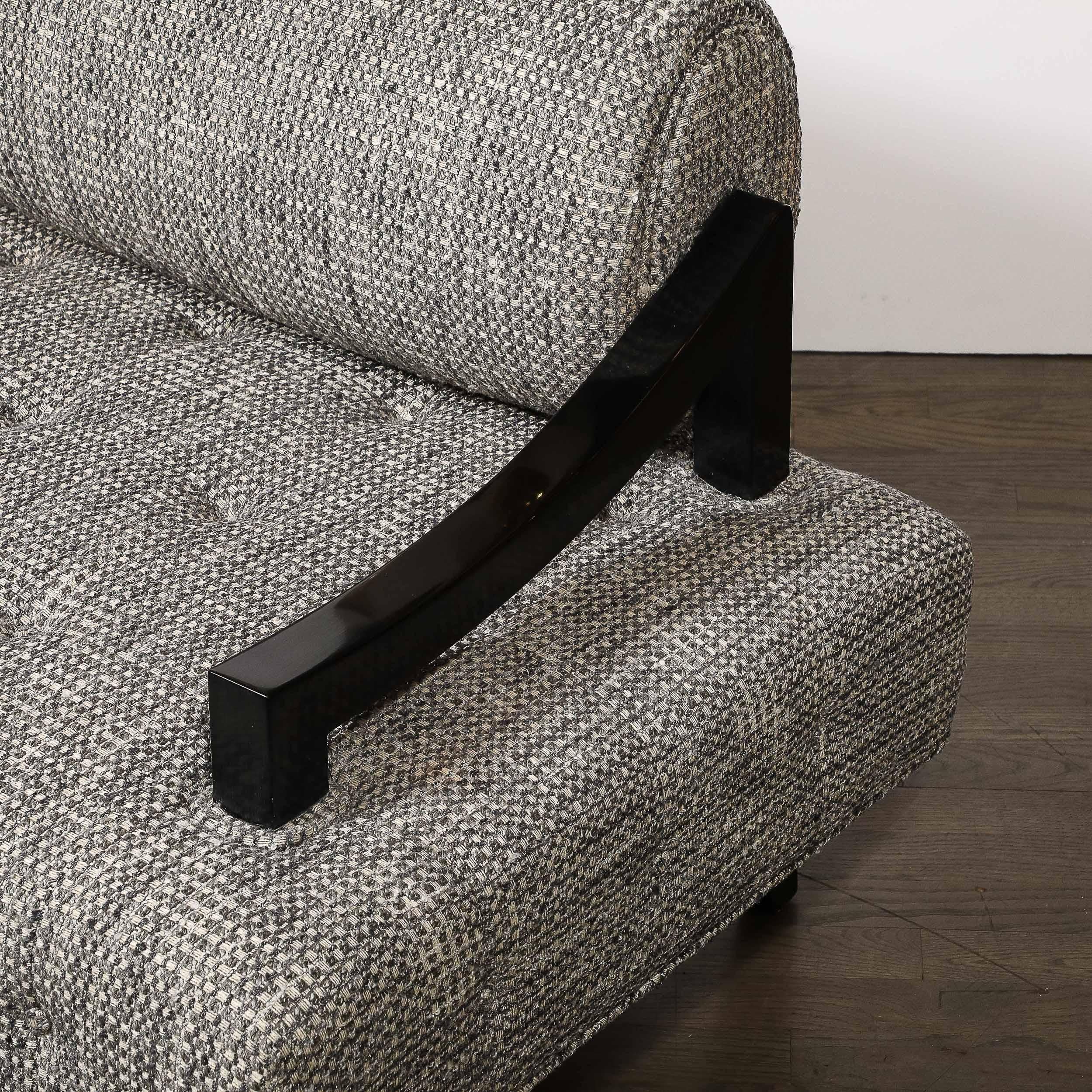 Documented Mid-Century Wide Lounge Chairs in Ebonized Sycamore by James Mont 2