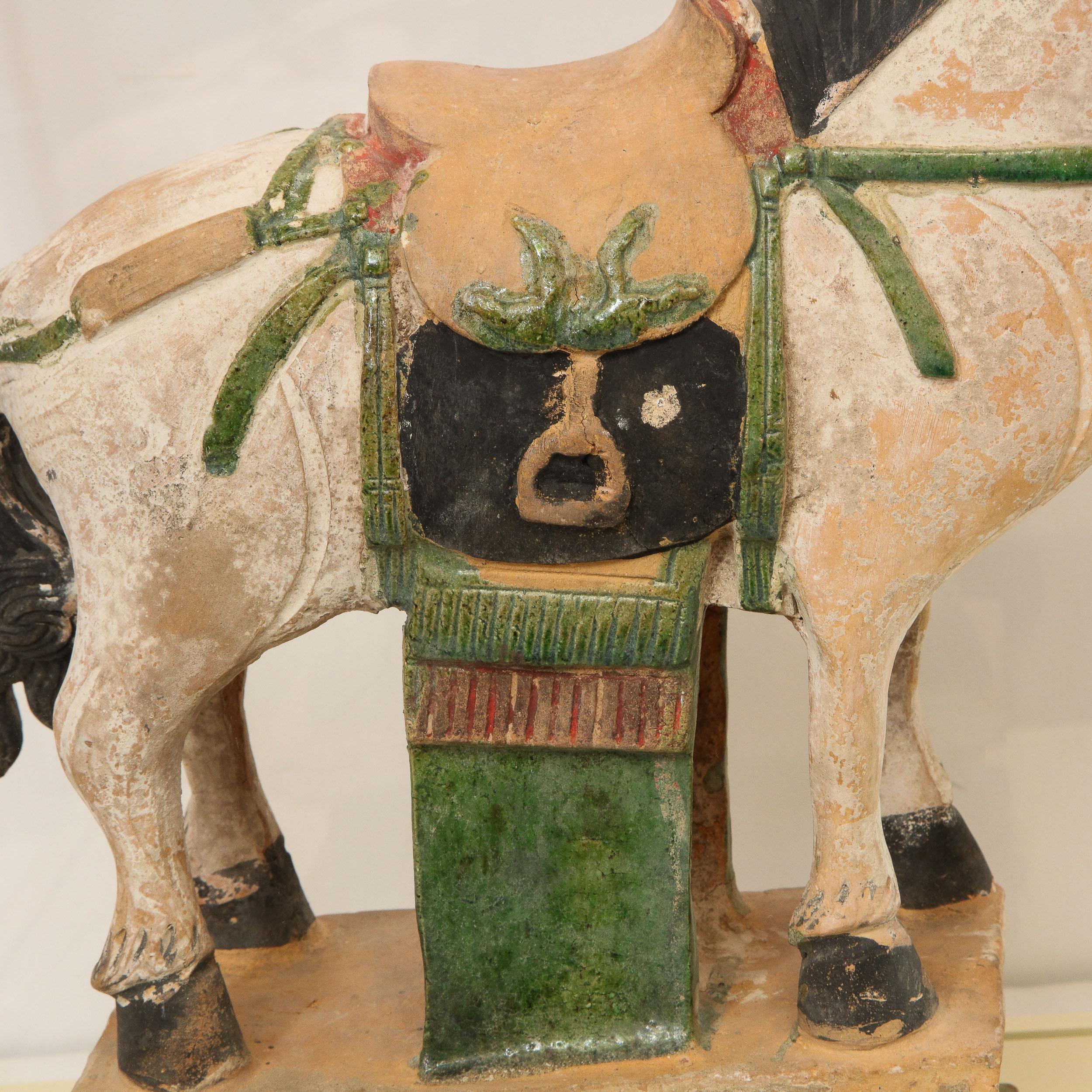 20th Century Ming Style Sacai Glazed Pottery Figure of a Horse China with C.O.A. For Sale