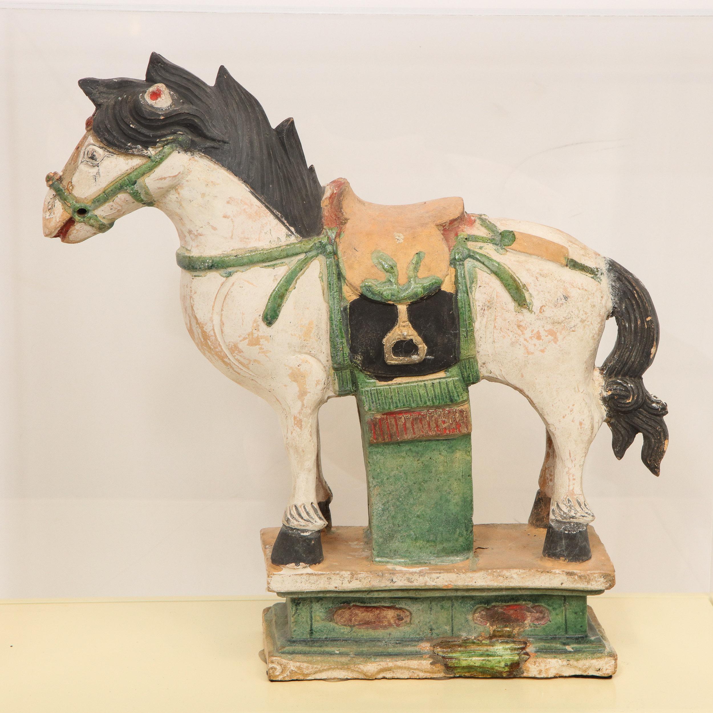 Ming Style Sacai Glazed Pottery Figure of a Horse China with C.O.A. For Sale 3