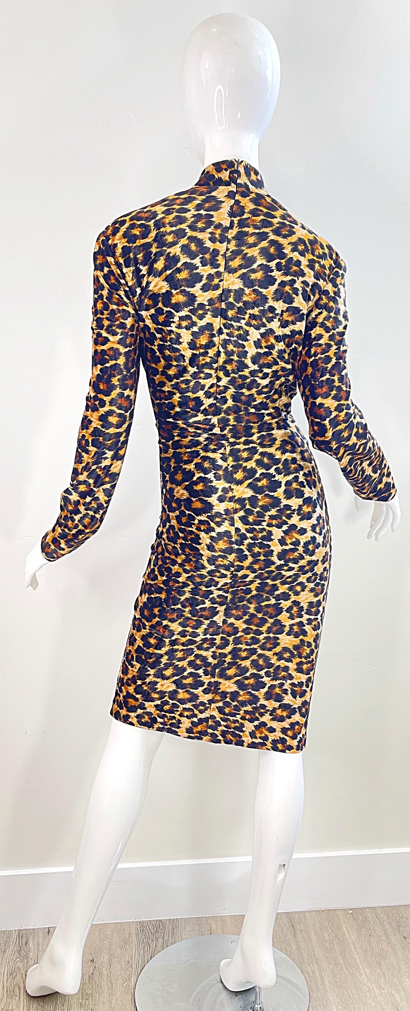 Documented Patrick Kelly 1989 Leopard Print Size Large Velour Vintage Dress 80s For Sale 10