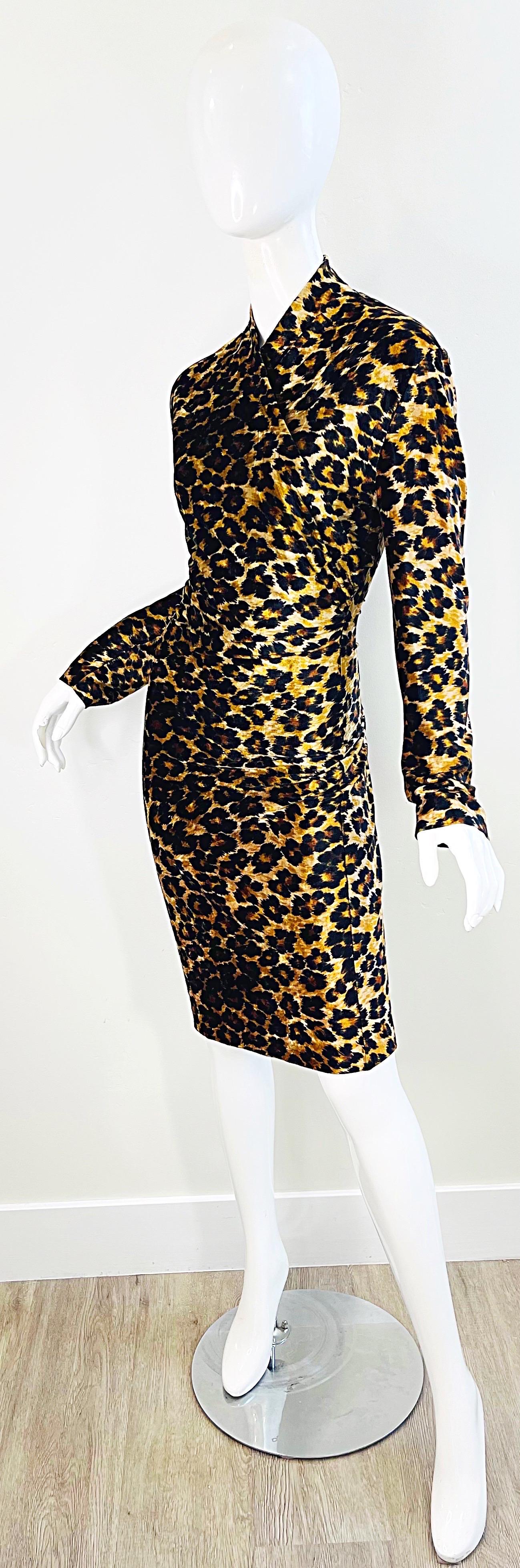 Documented Patrick Kelly 1989 Leopard Print Size Large Velour Vintage Dress 80s en vente 3