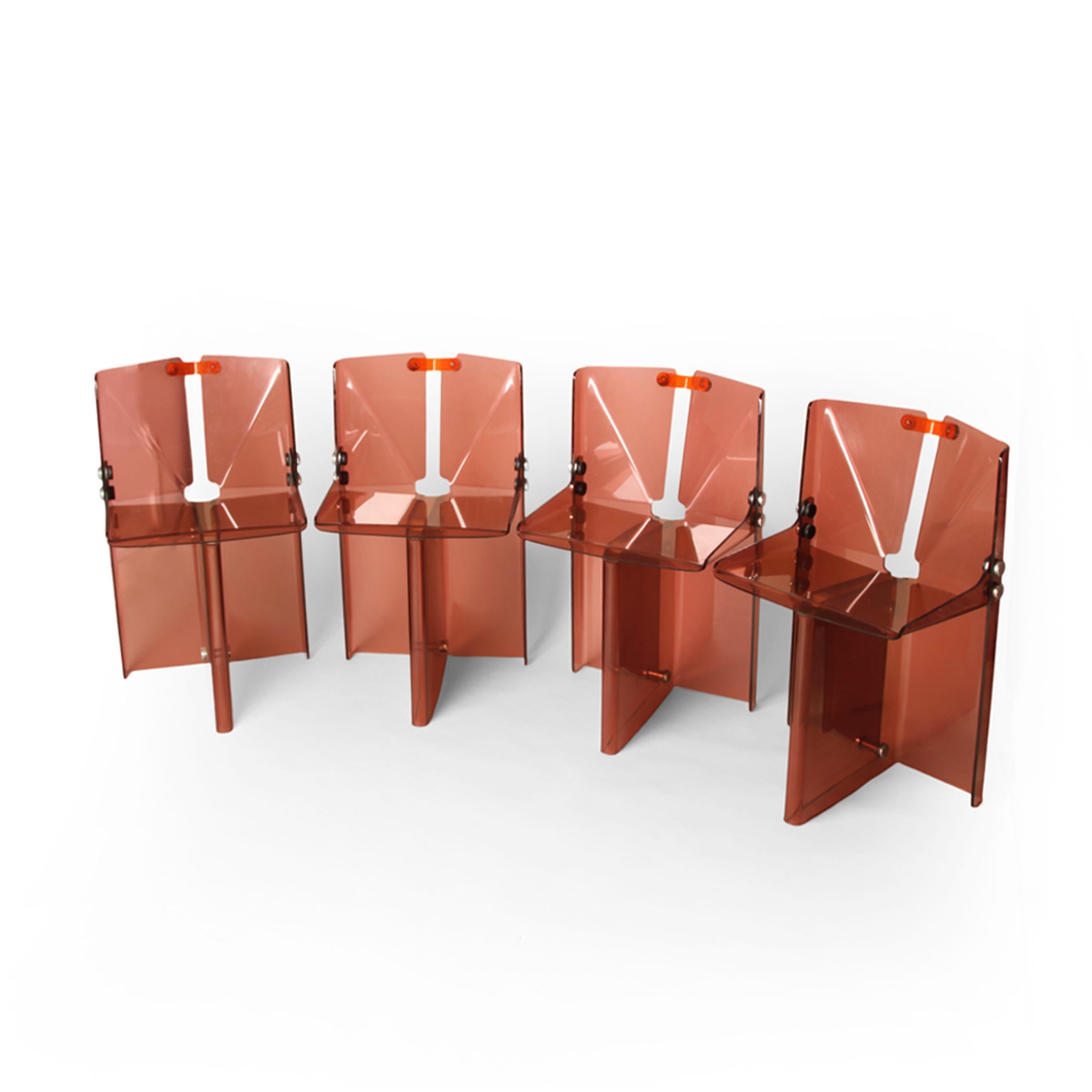 British Documented Peter Banks Unique Smoked Perspex Dining Chairs, MidCentury Space Age