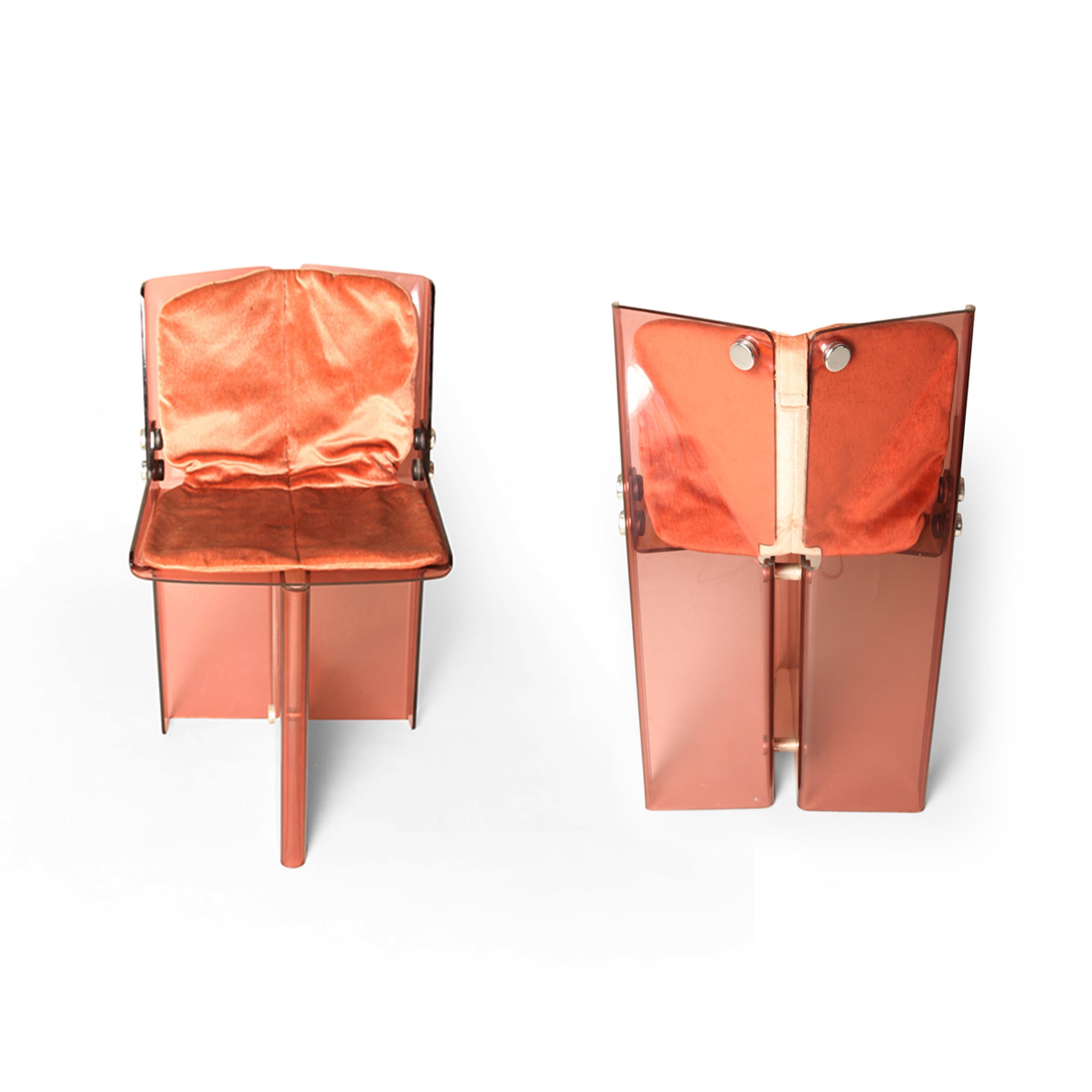 Chrome Documented Peter Banks Unique Smoked Perspex Dining Chairs, MidCentury Space Age