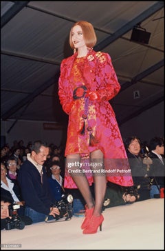 Documented Runway Yves Saint Laurent Rive Gauche brocade coat. F/W 1992-1993