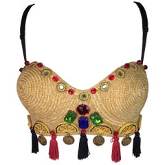 Dokumentiert S/S 1992 Dolce & Gabbana La Dolce Vita Pin-up Kristall Kegel-BH-Top