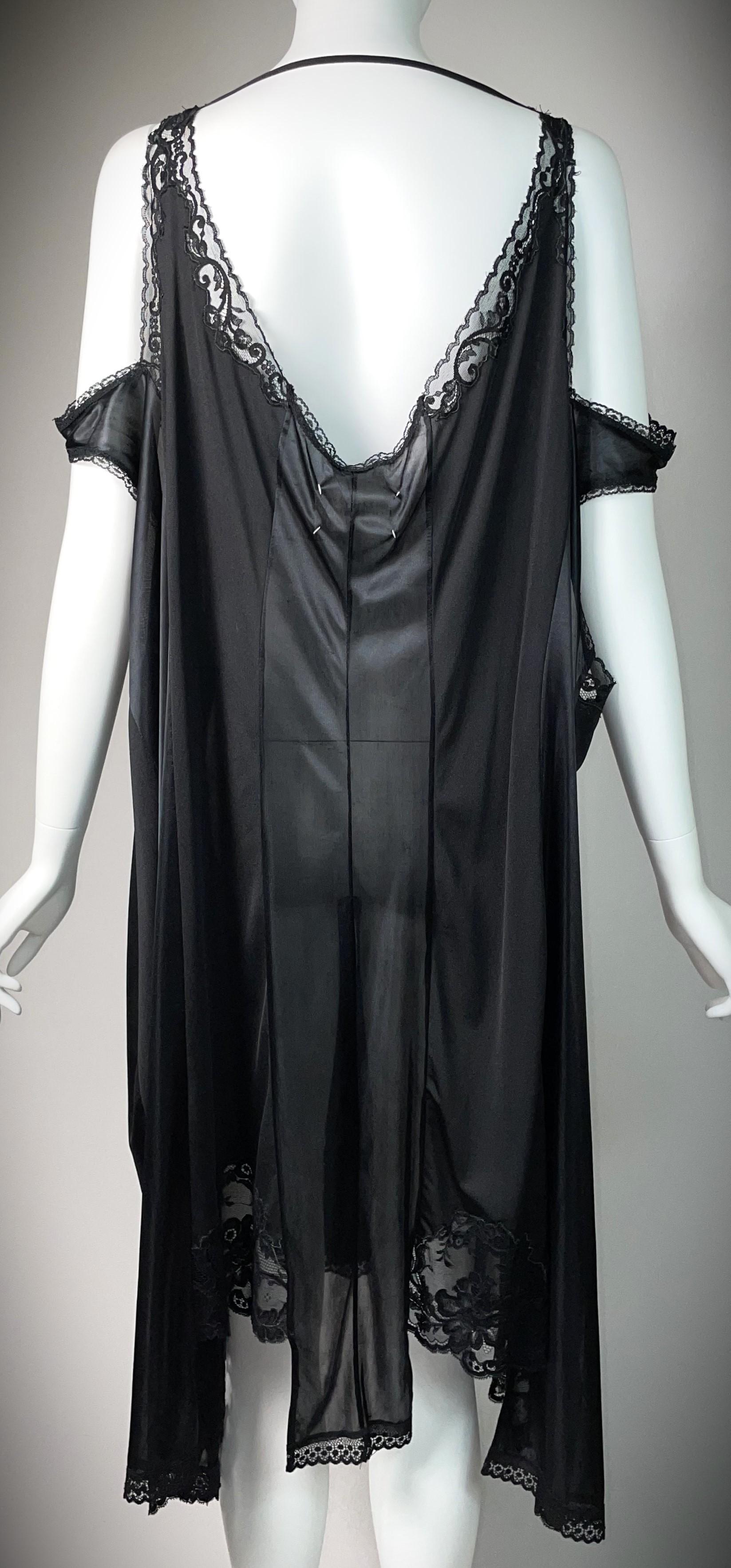 Women's Documented S/S 2000 Maison Martin Margiela Artisanal Runway Black Lace Dress