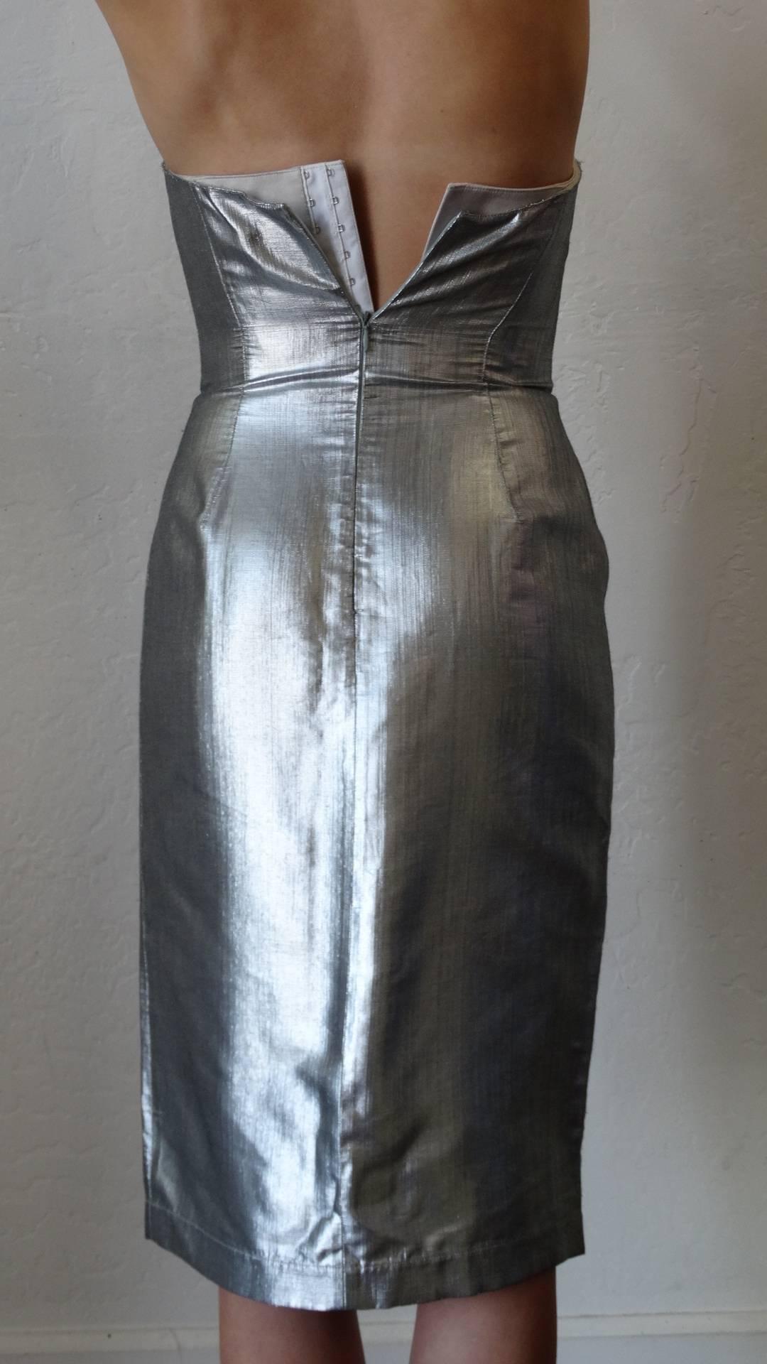  Thierry Mugler Couture Silver Sculpture Dress, Spring 1989 For Sale 3