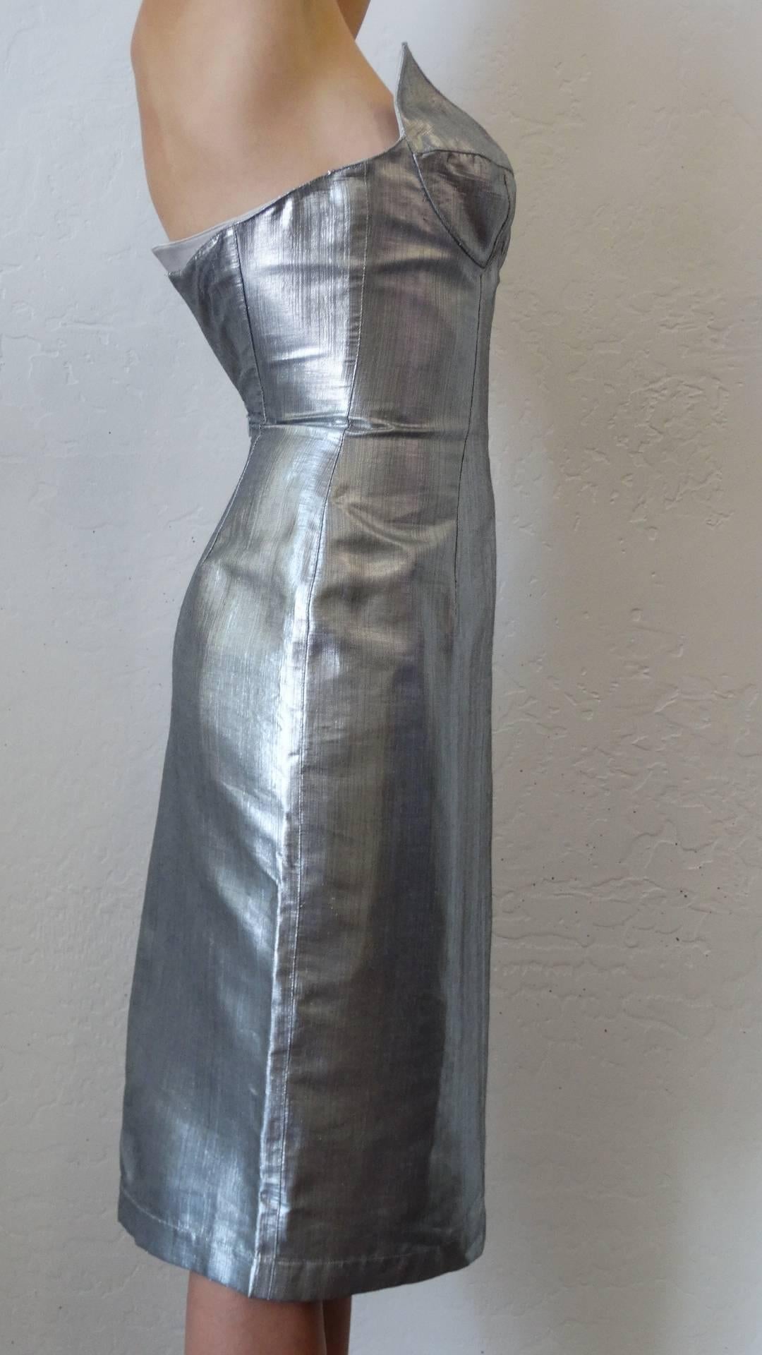 mugler silver dress
