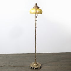 Documented Tiffany Studios #425 Bronze Dore "Bell" Floor Lamp W/Favrile Shade