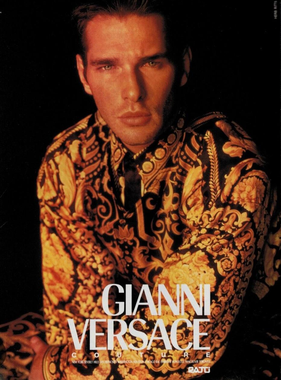 Versace Blouse chemise documentée en sergé de soie à imprimé baroque, automne-hiver 1991 en vente 3