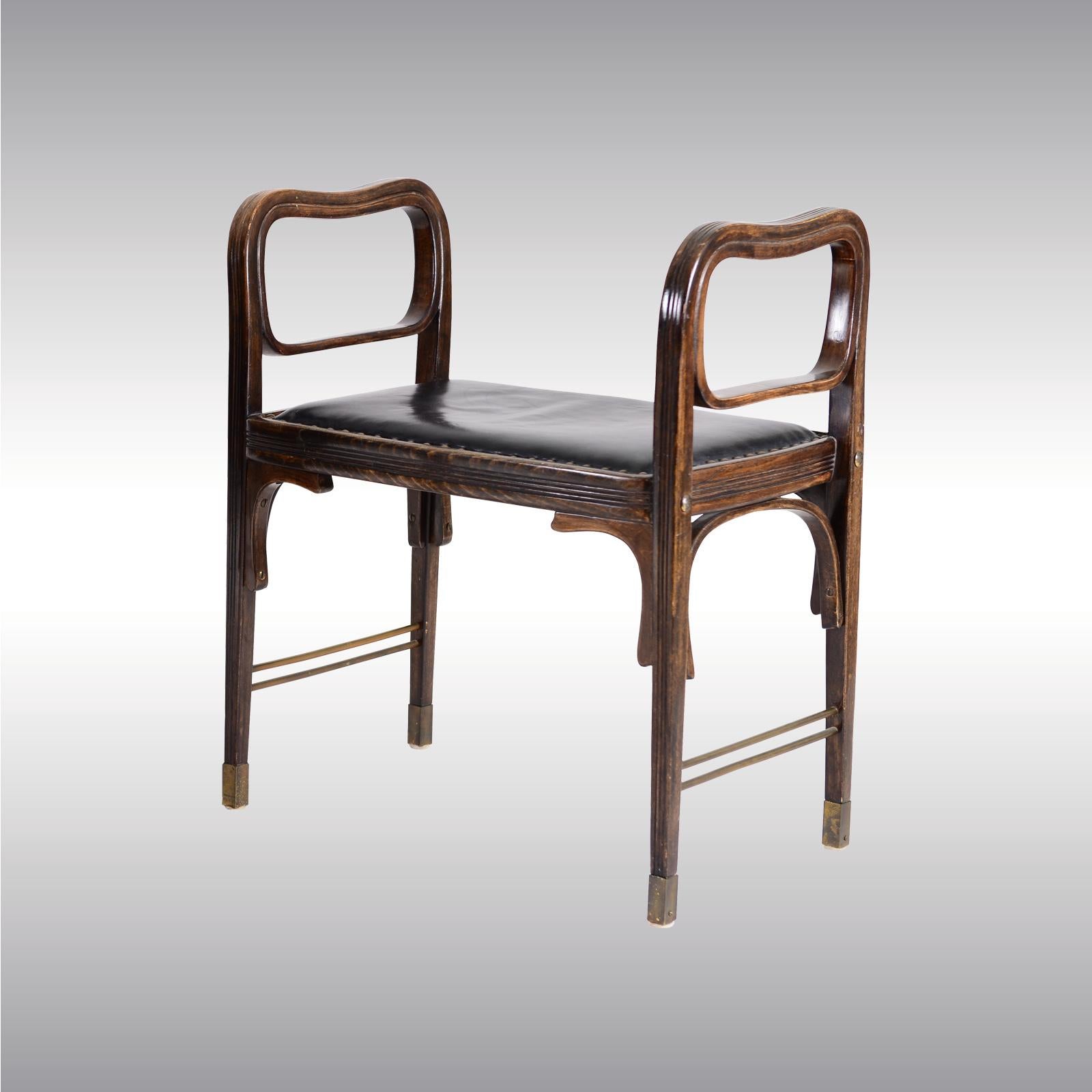 Extremely rare and very modern furniture from 1900 designed by Otto Wagner, a pair of stools which can be bought separately as well. Modell 412. Literature: Das Interieur IV 1903 p 76 für 