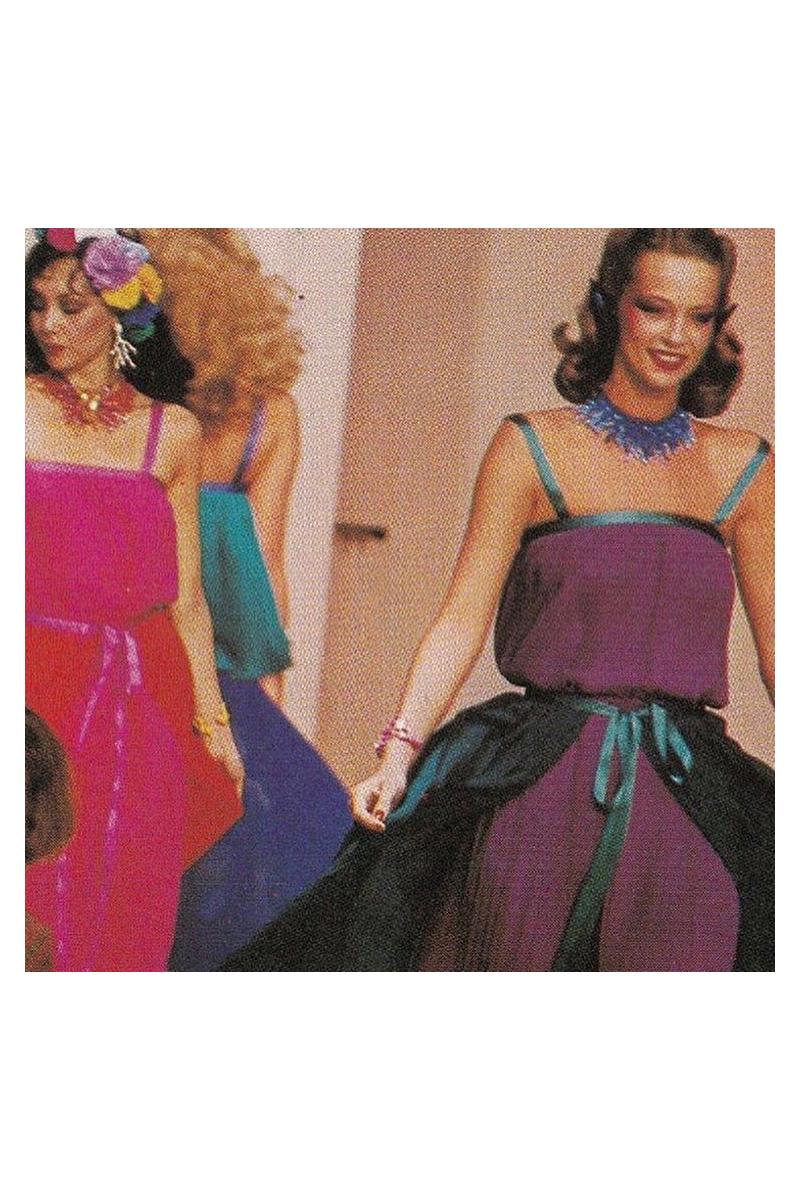 Purple Documented Yves Saint Laurent Pleated Silk Chiffon Ensemble, Spring-Summer 1979