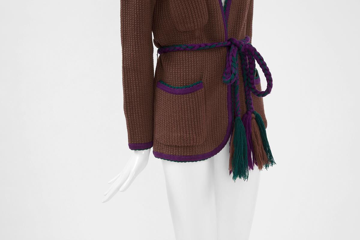 Women's Documented Yves Saint Laurent Wool Belted Cardigan, Circa 1973