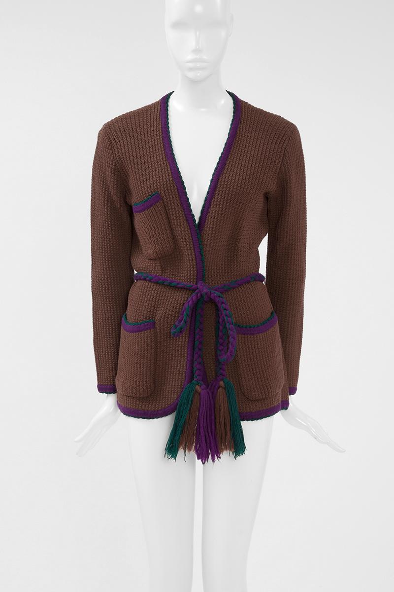 Documented Yves Saint Laurent Wool Belted Cardigan, Circa 1973 1