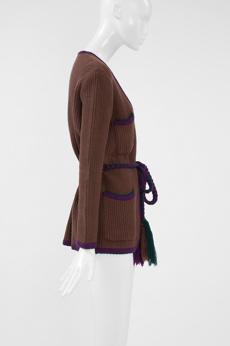 Documented Yves Saint Laurent Wool Belted Cardigan, Circa 1973 3