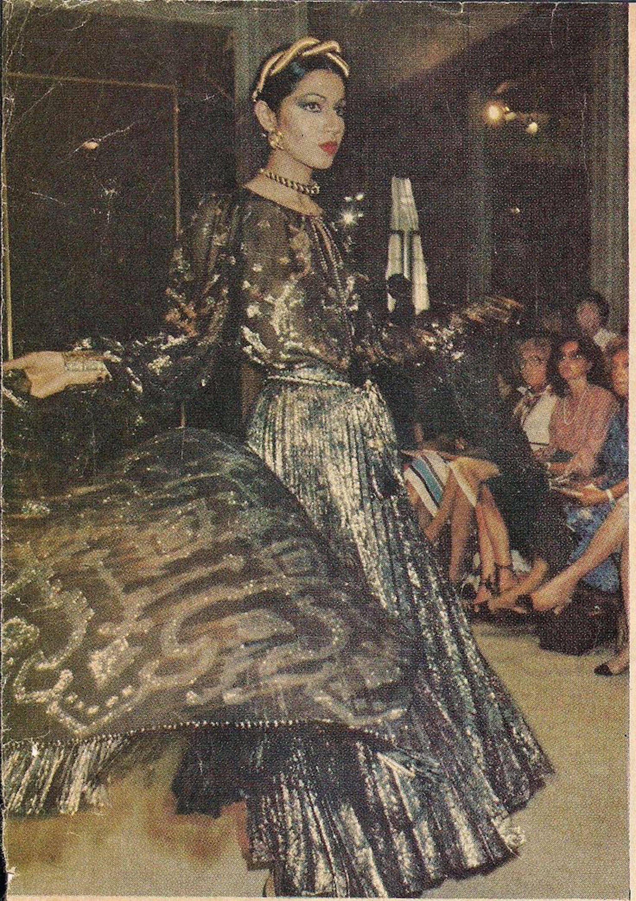 Documented YVES SAINT LAURENT YSL Brown Pleated Crushed Velvet Skirt, late 1970s 5