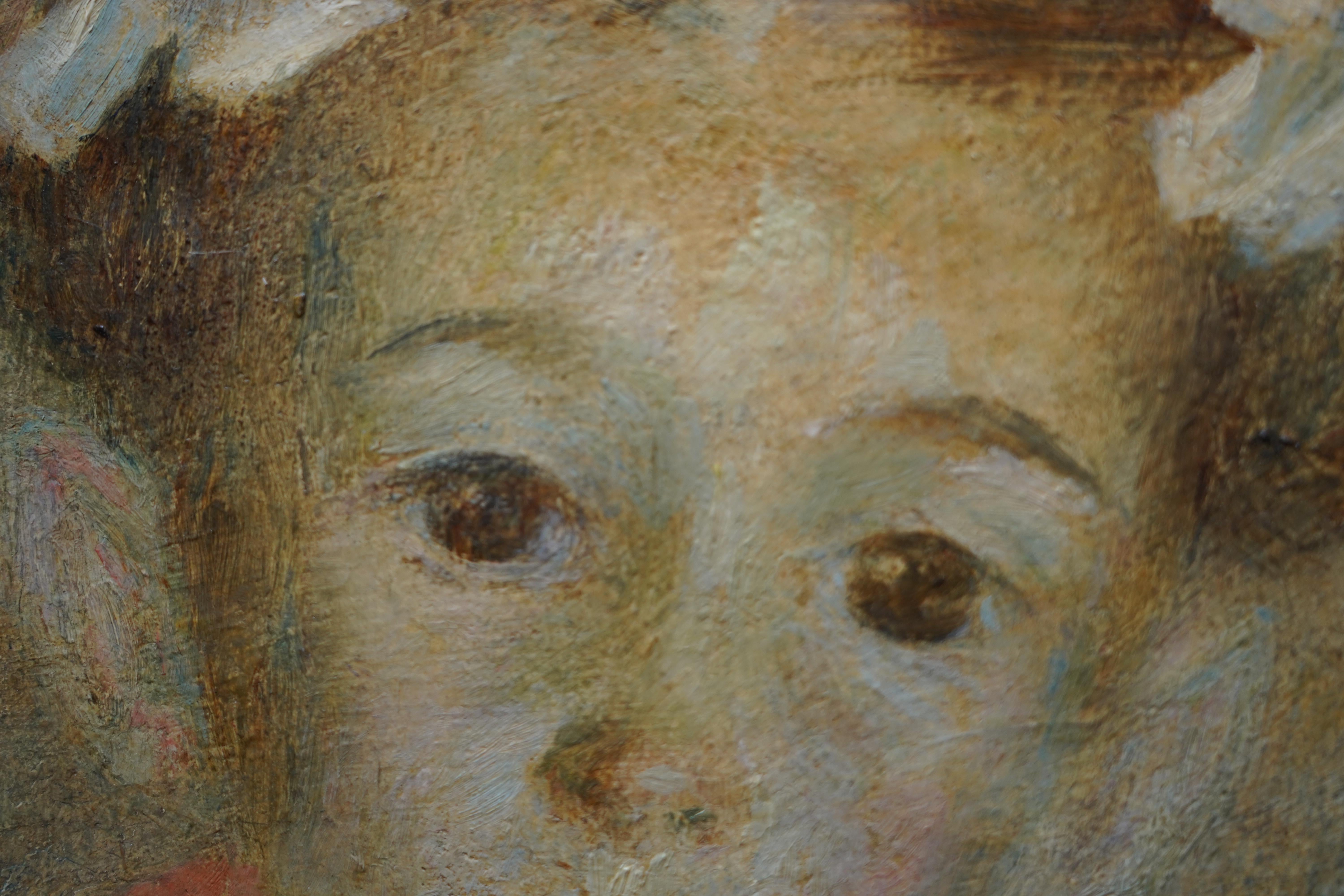 The Party Frock - Exposition d'art britannique des années 1940, peinture à l'huile de portrait d'enfant féminine, RA en vente 2