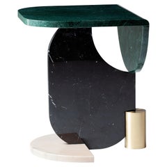 Dodga Marble Side Table, Contemporary Geometric Marble Side Table