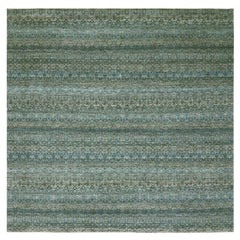 Dodger Blue Kohinoor Herat Plush Wool Hand Knotted Oriental Rug 9'10" x 9'11"