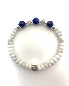 Dodgers Weißes Howlite-Lapislazuli-Armband