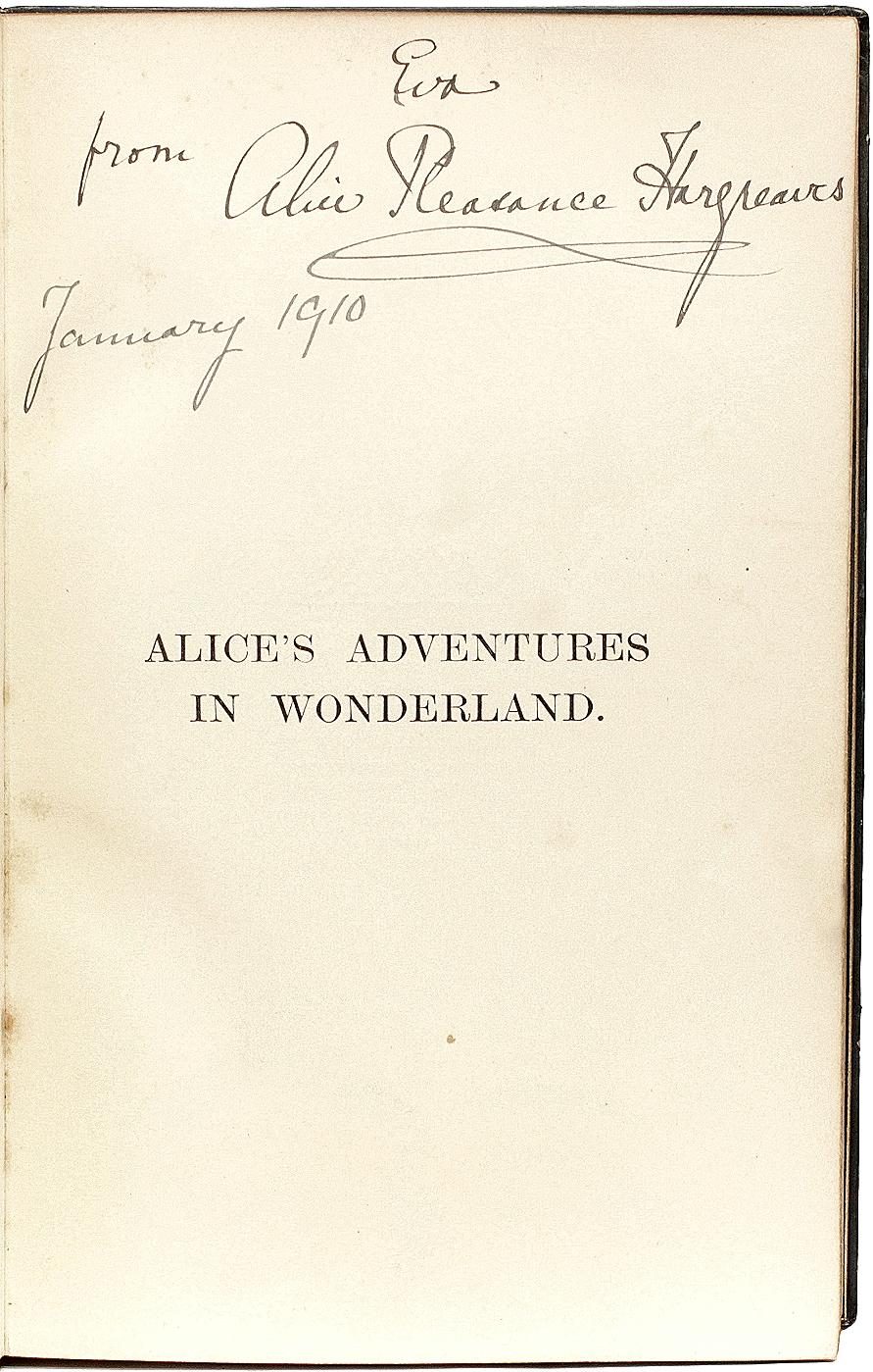 Américain DODGSON / CARROLL. Les aventures d'Alice au pays des merveilles. INSCRIT PAR ALICE - 1908 en vente