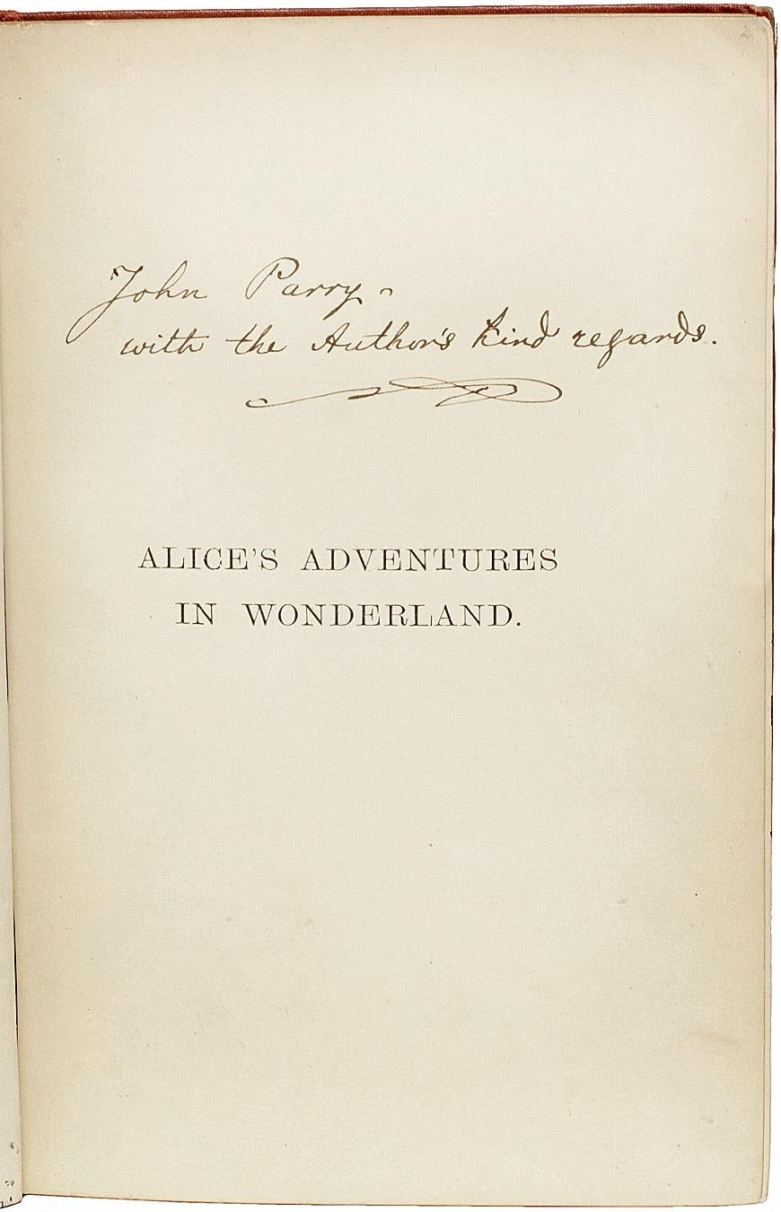 DODGSON - Lewis Carroll - Le avventure di Alice nel paese delle meraviglie - COPIA DI PRESENTAZIONE In condizioni buone a Hillsborough, NJ