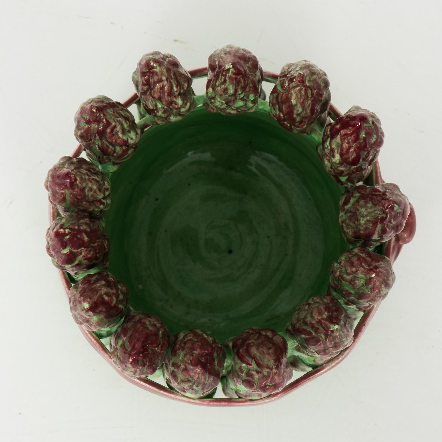 Asparagus dish in a green painted finish, circa 1970s.
 