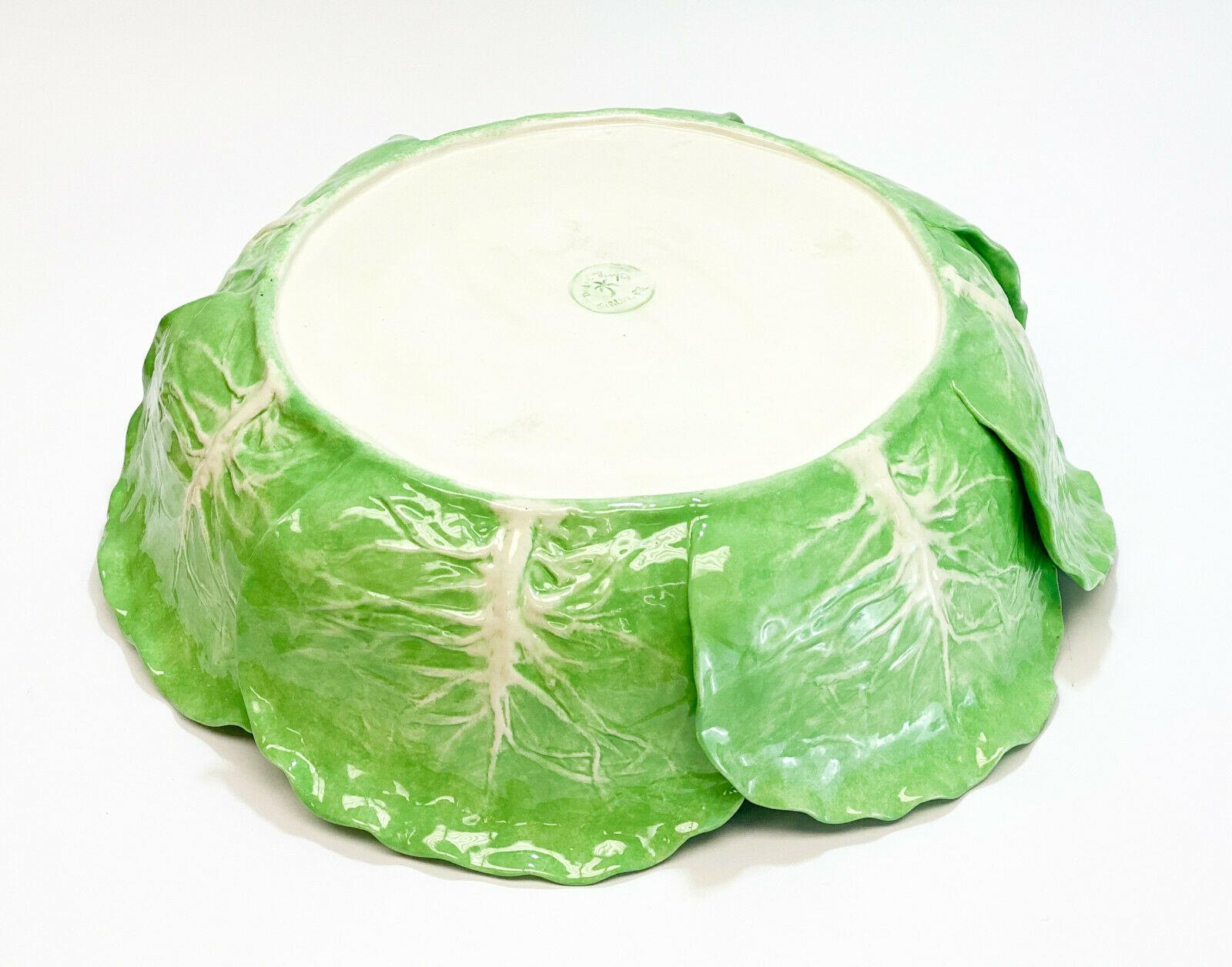 Description: Dodie Thayer Jupiter lettuce leaf earthenware porcelain hand crafted large centerpiece bowl. Signed 