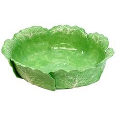Vintage Dodie Thayer Jupiter Lettuce Leaf Earthenware Porcelain Large Centerpiece Bowl