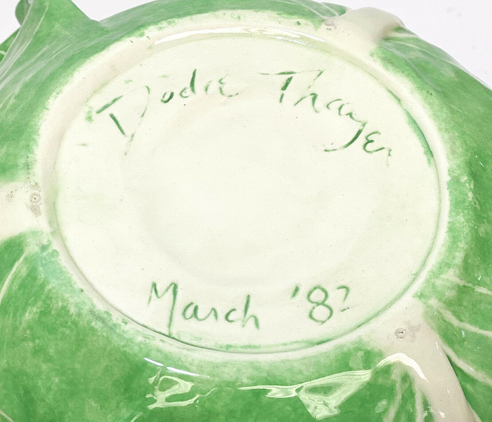 Dodie Thayer Jupiter Lettuce Leaf Handmade Earthenware Small Tureen & Underplate In Excellent Condition In Pasadena, CA
