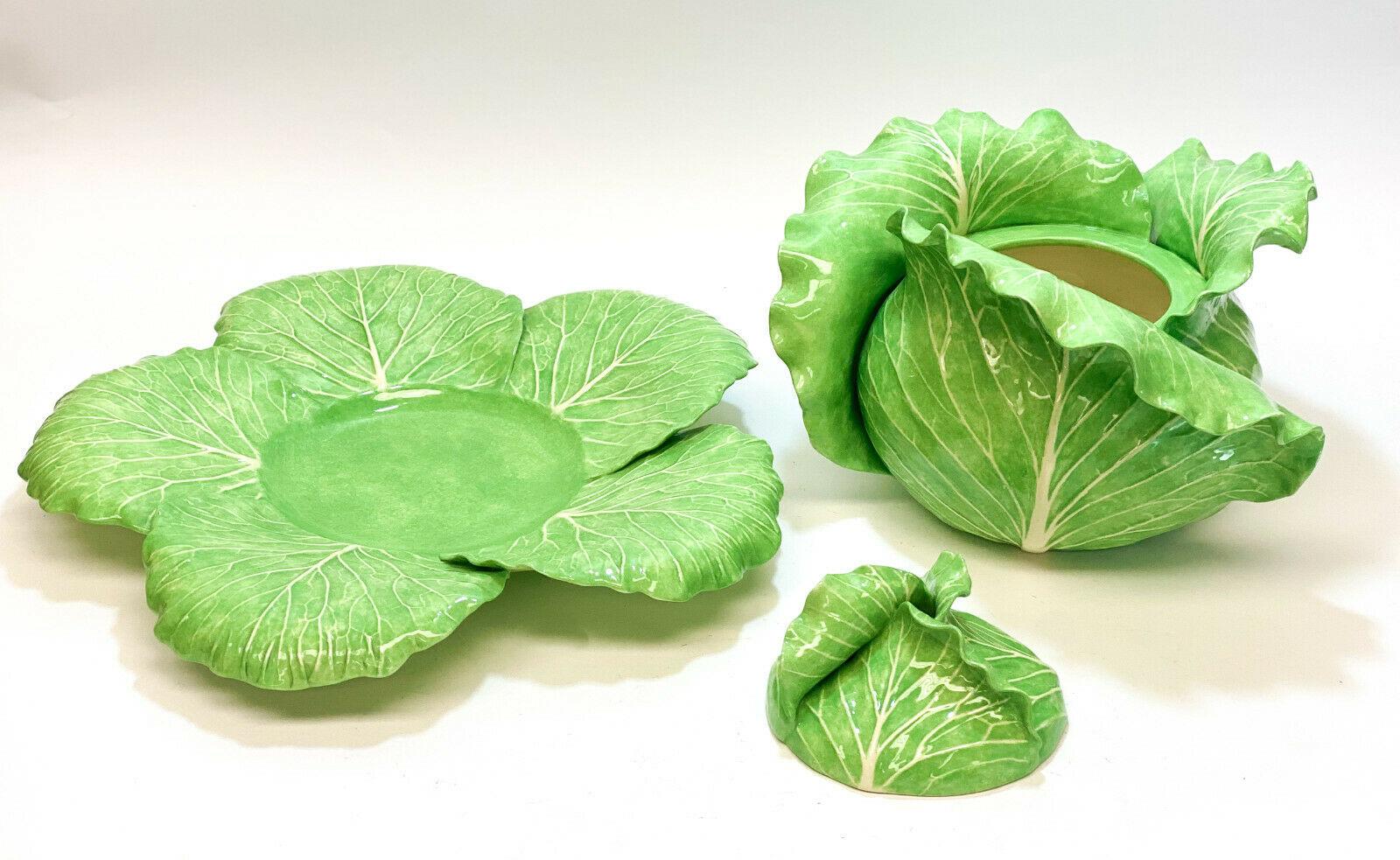 Dodie Thayer Jupiter Lettuce Leaf Handmade Earthenware Small Tureen & Underplate 2